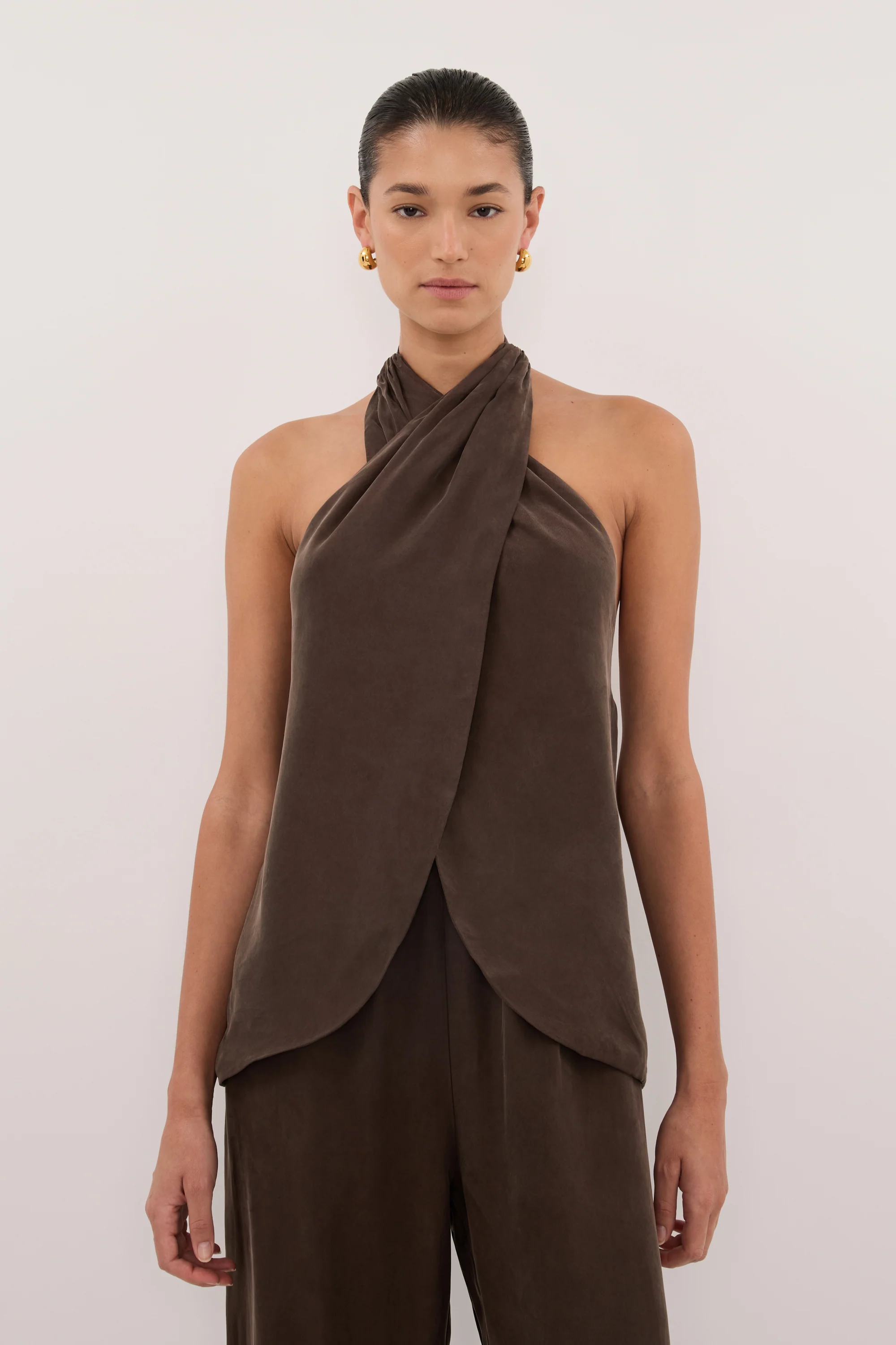 ADDIE BITTER CHOC CUPRO TOP - Image 2