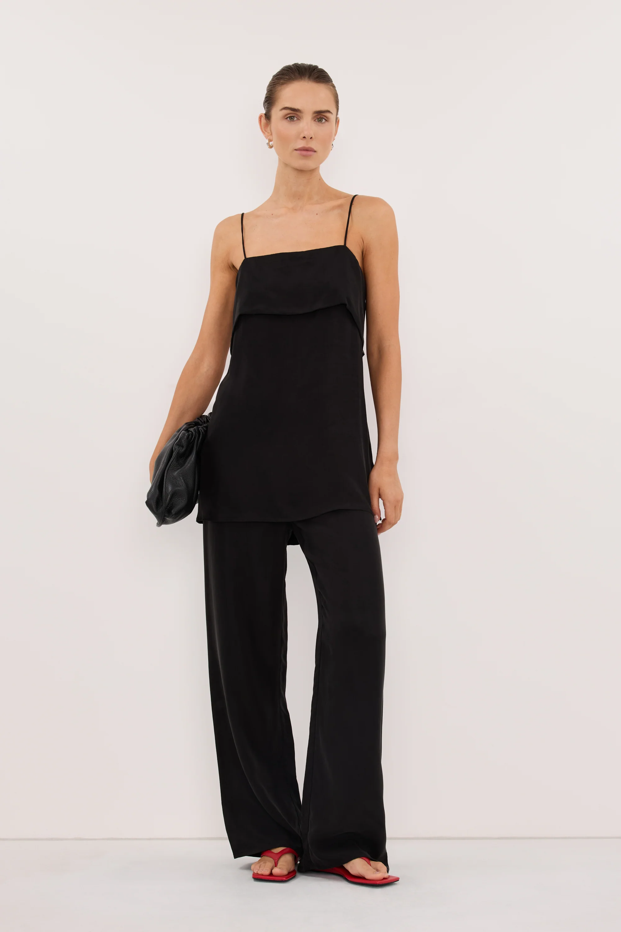 ADDIE BLACK CUPRO DRAWSTRING PANT