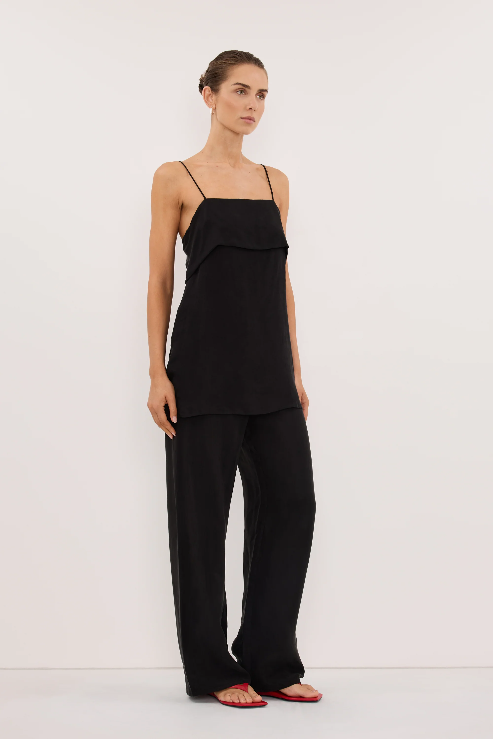 ADDIE BLACK CUPRO DRAWSTRING PANT - Image 4
