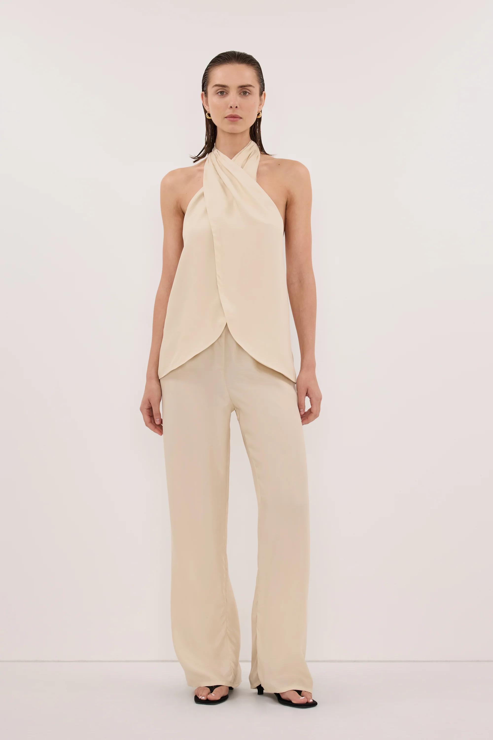 ADDIE STRAW CUPRO HALTER TOP
