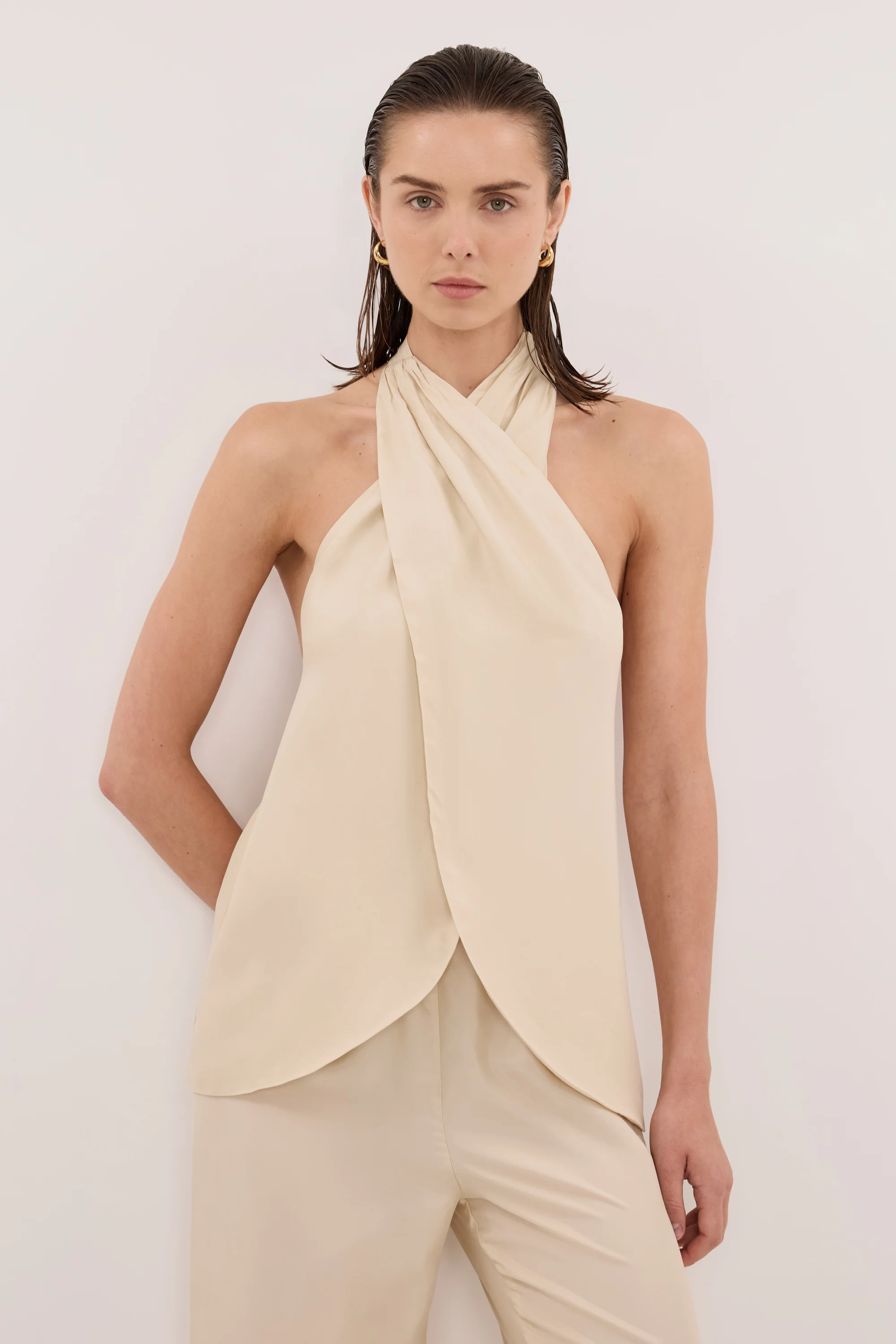 ADDIE STRAW CUPRO HALTER TOP - Image 2