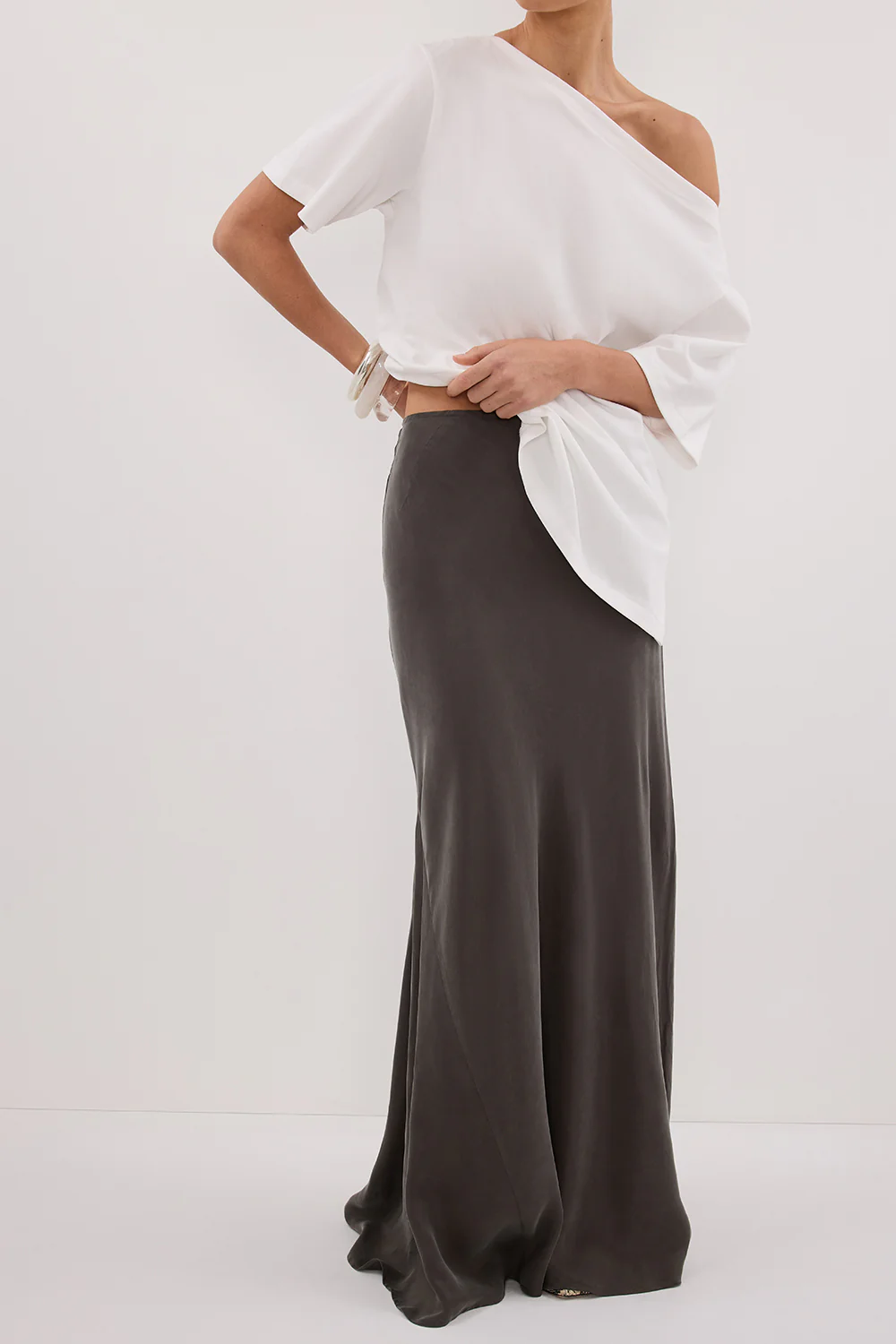 ADDISON PETROL BIAS CUPRO MAXI SKIRT - Image 2