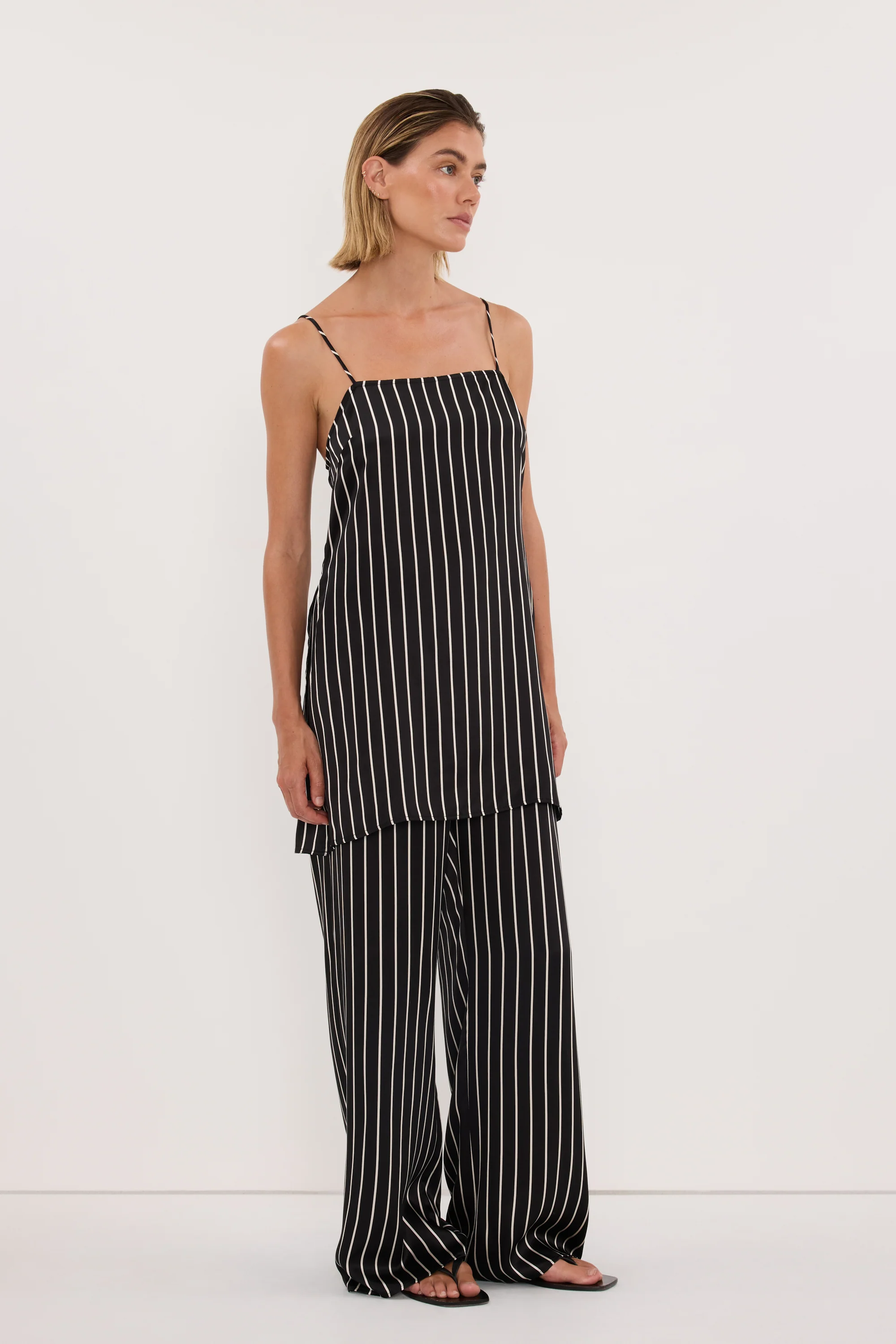ADRIENNE BLACK STRIPE SILK CAMI - Image 3
