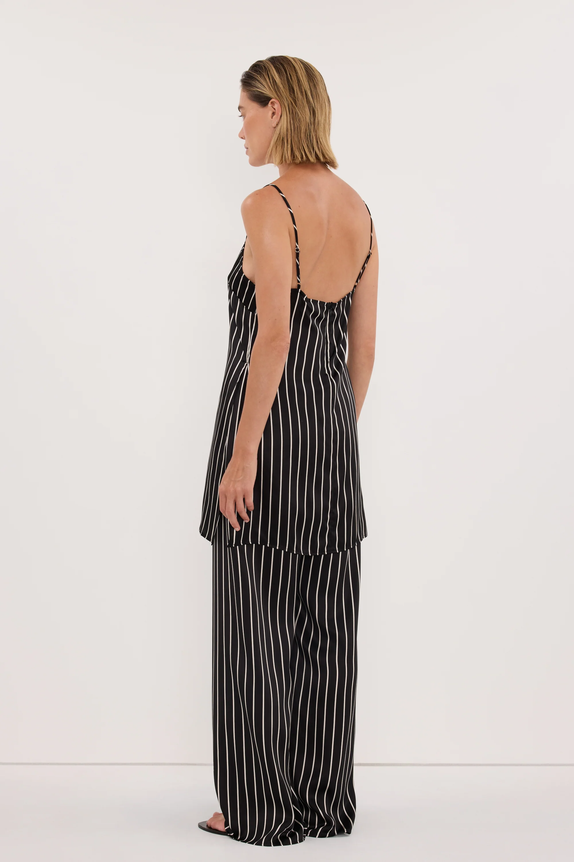 ADRIENNE BLACK STRIPE SILK CAMI - Image 4
