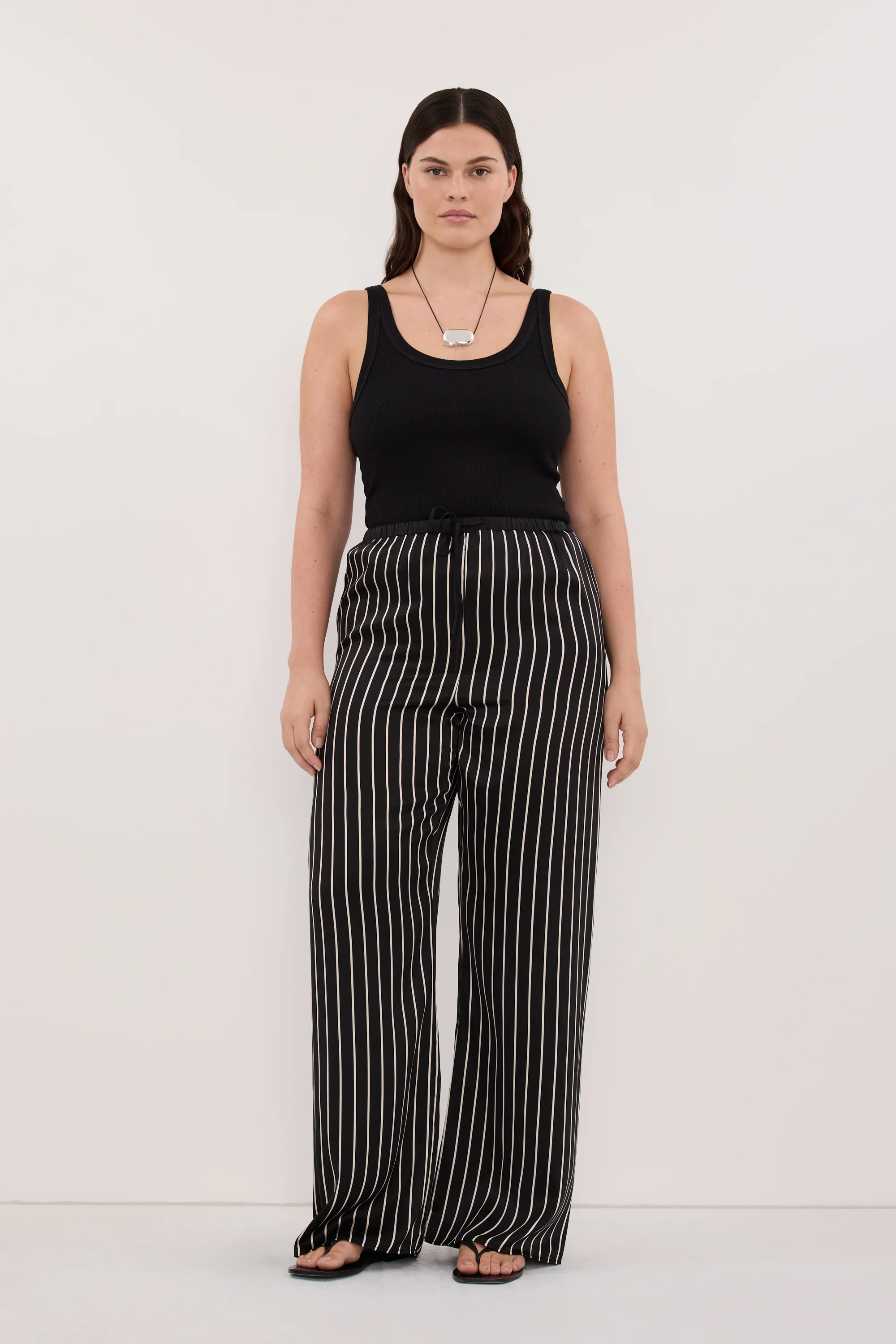 ADRIENNE BLACK STRIPE SILK PANT - Image 6
