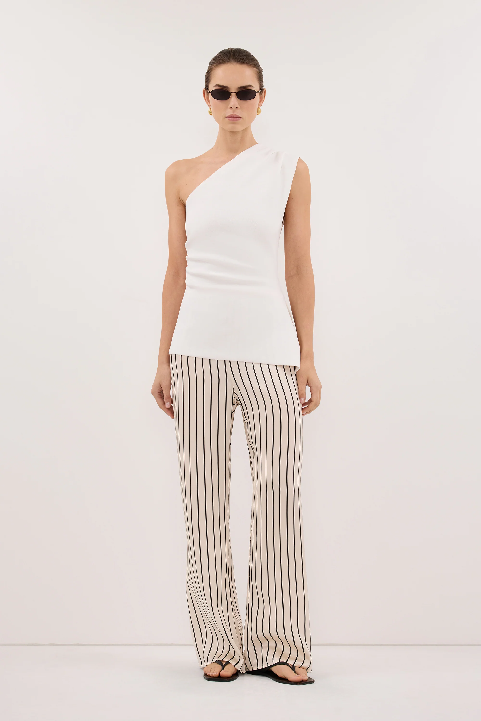 ADRIENNE CREAM STRIPE SILK PANT
