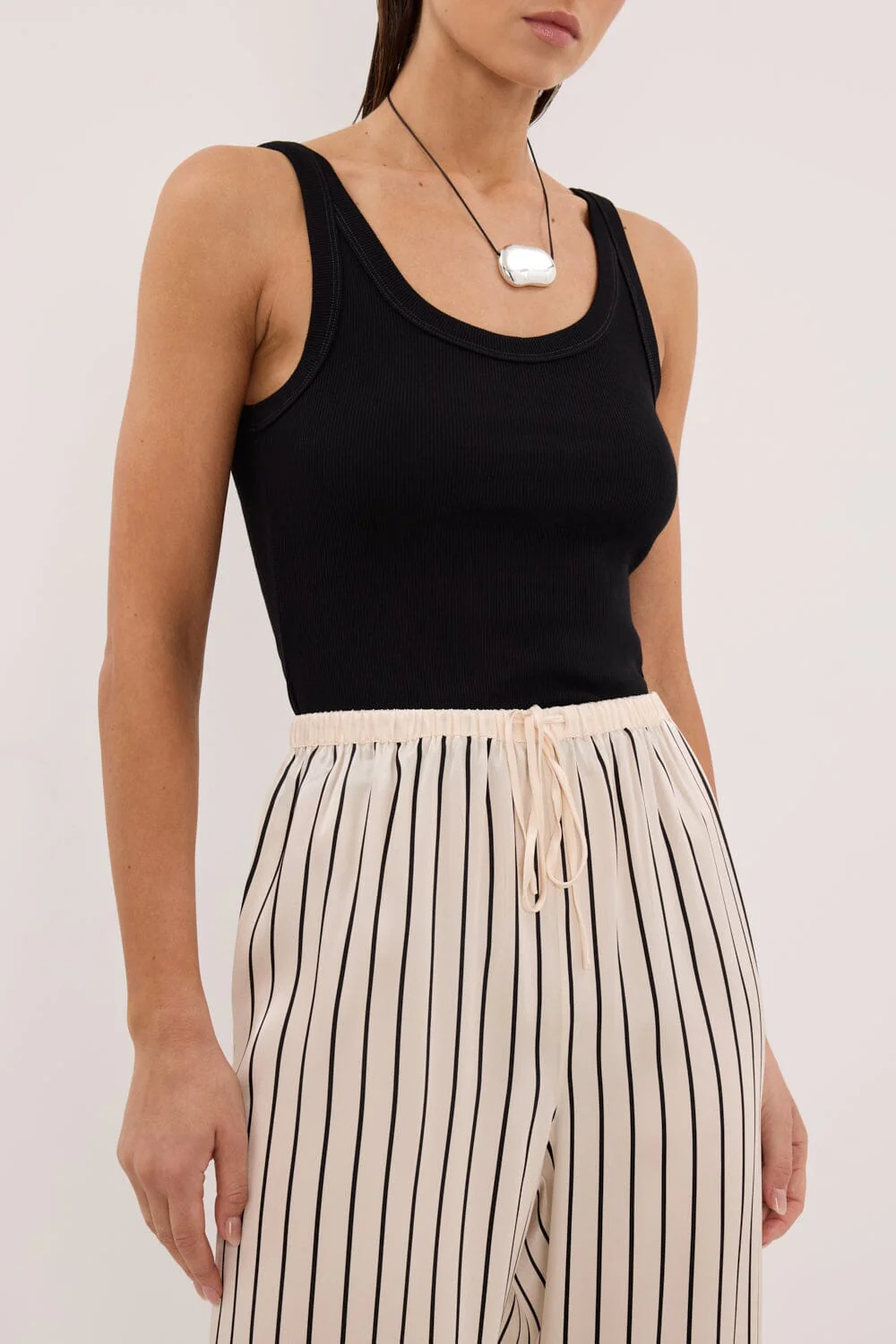 ADRIENNE CREAM STRIPE SILK PANT - Image 4
