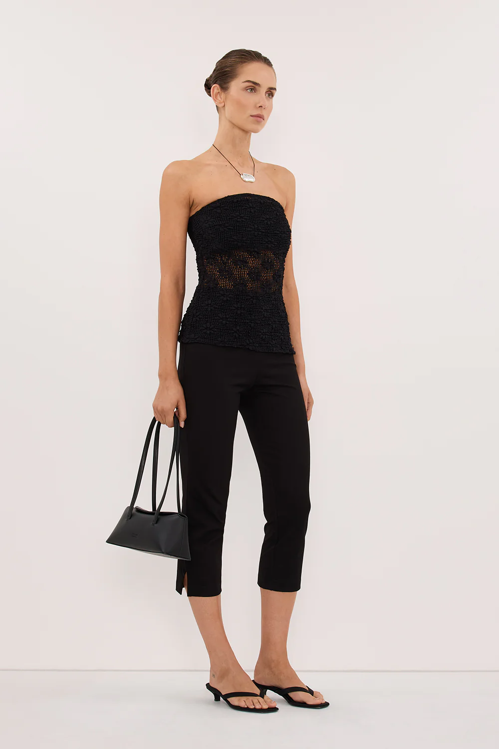 AGNES BLACK CROCHET BANDEAU TOP - Image 3