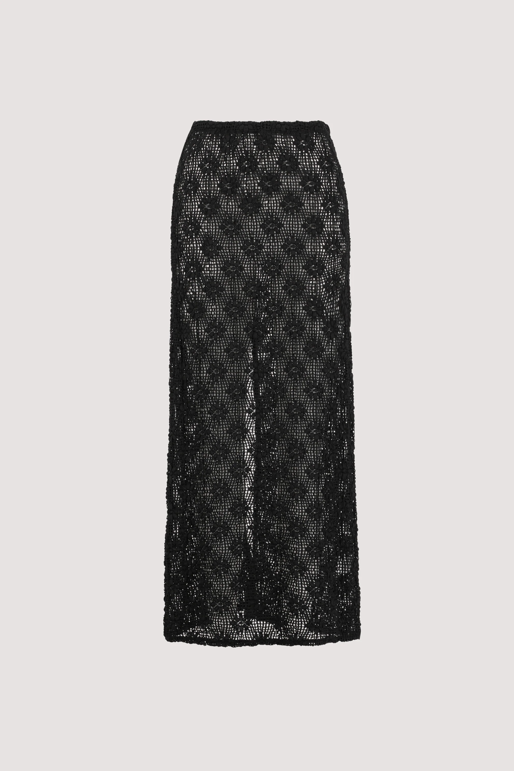 AGNES BLACK CROCHET COLUMN MIDI SKIRT - Image 8