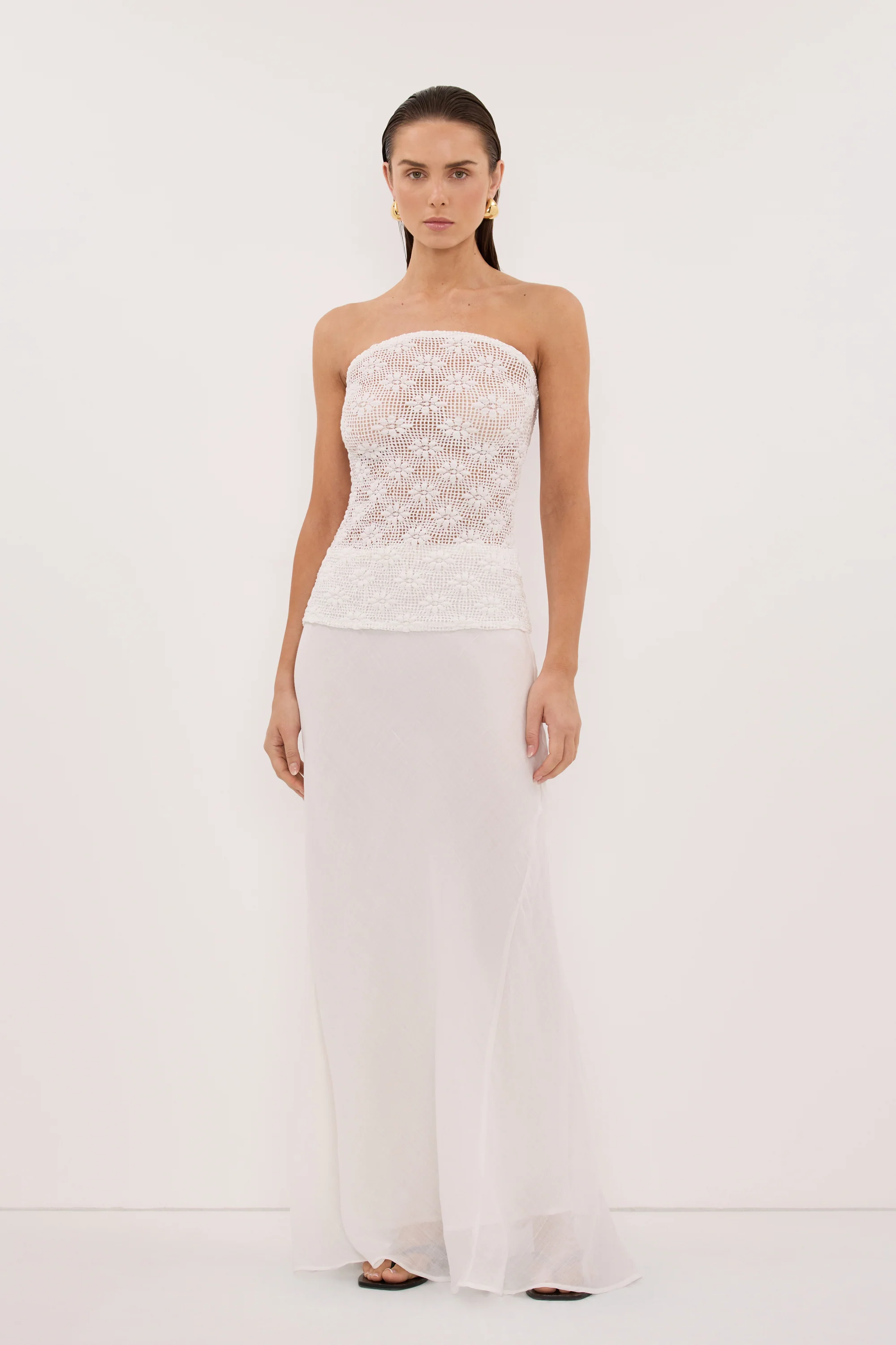 AGNES WHITE CROCHET BANDEAU TOP - Image 2