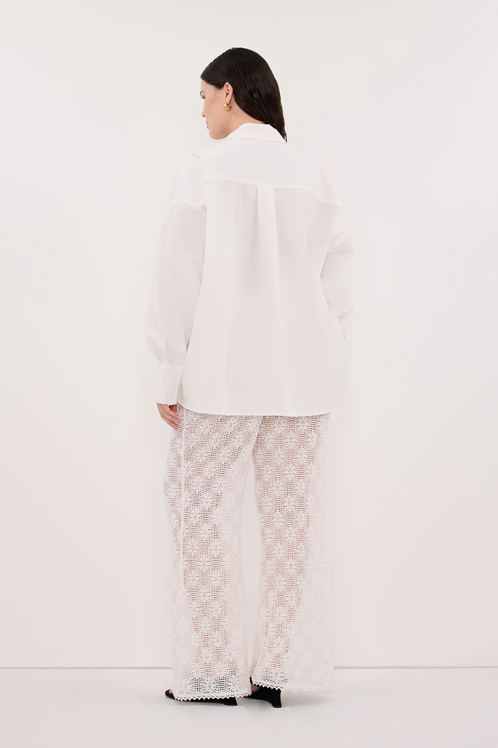 AGNES WHITE CROCHET WIDE LEG PANT - Image 6