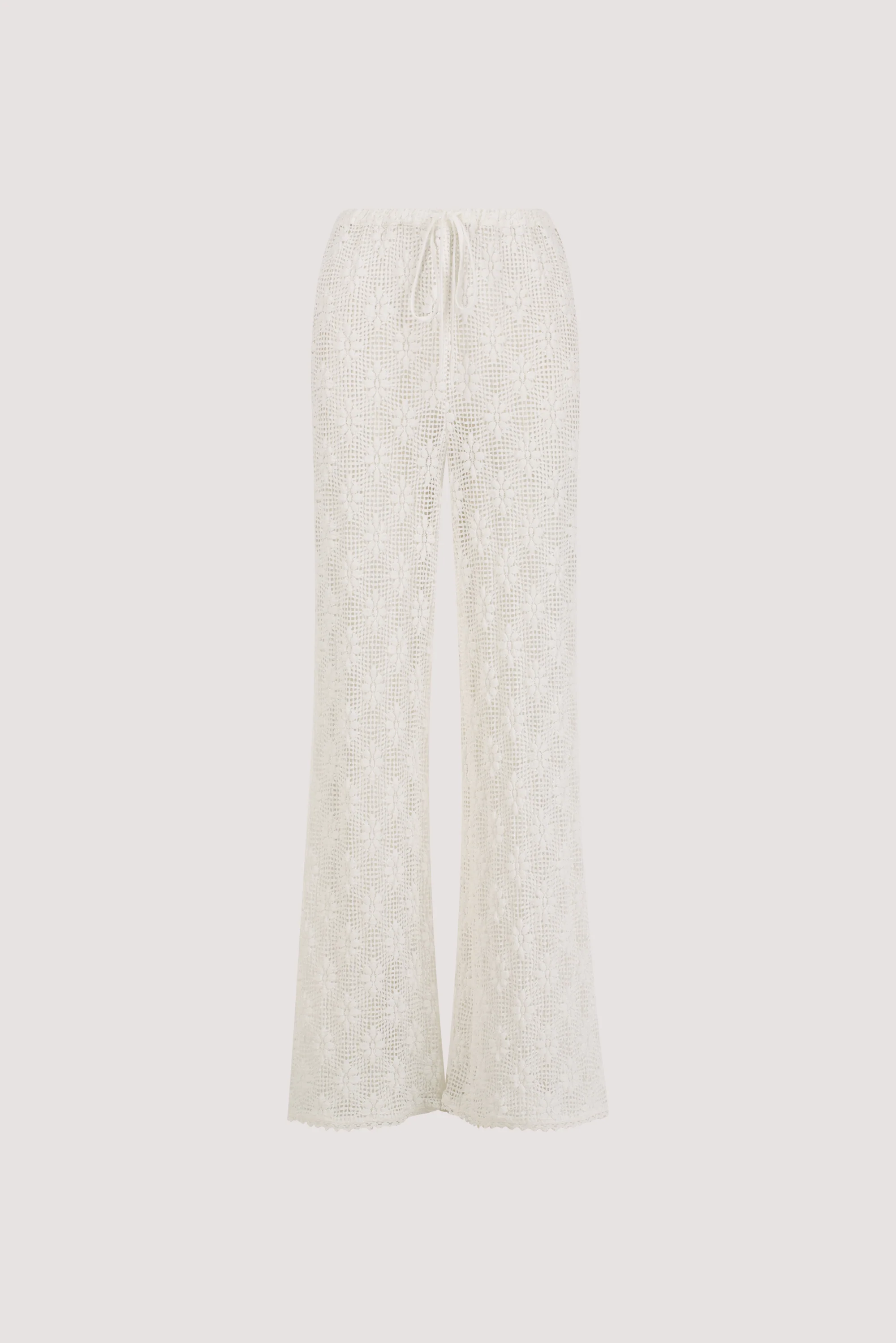 AGNES WHITE CROCHET WIDE LEG PANT - Image 7