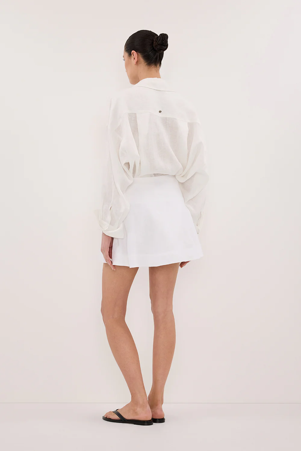 ALEA WHITE LINEN FLOUNCE MINI SKIRT - Image 4