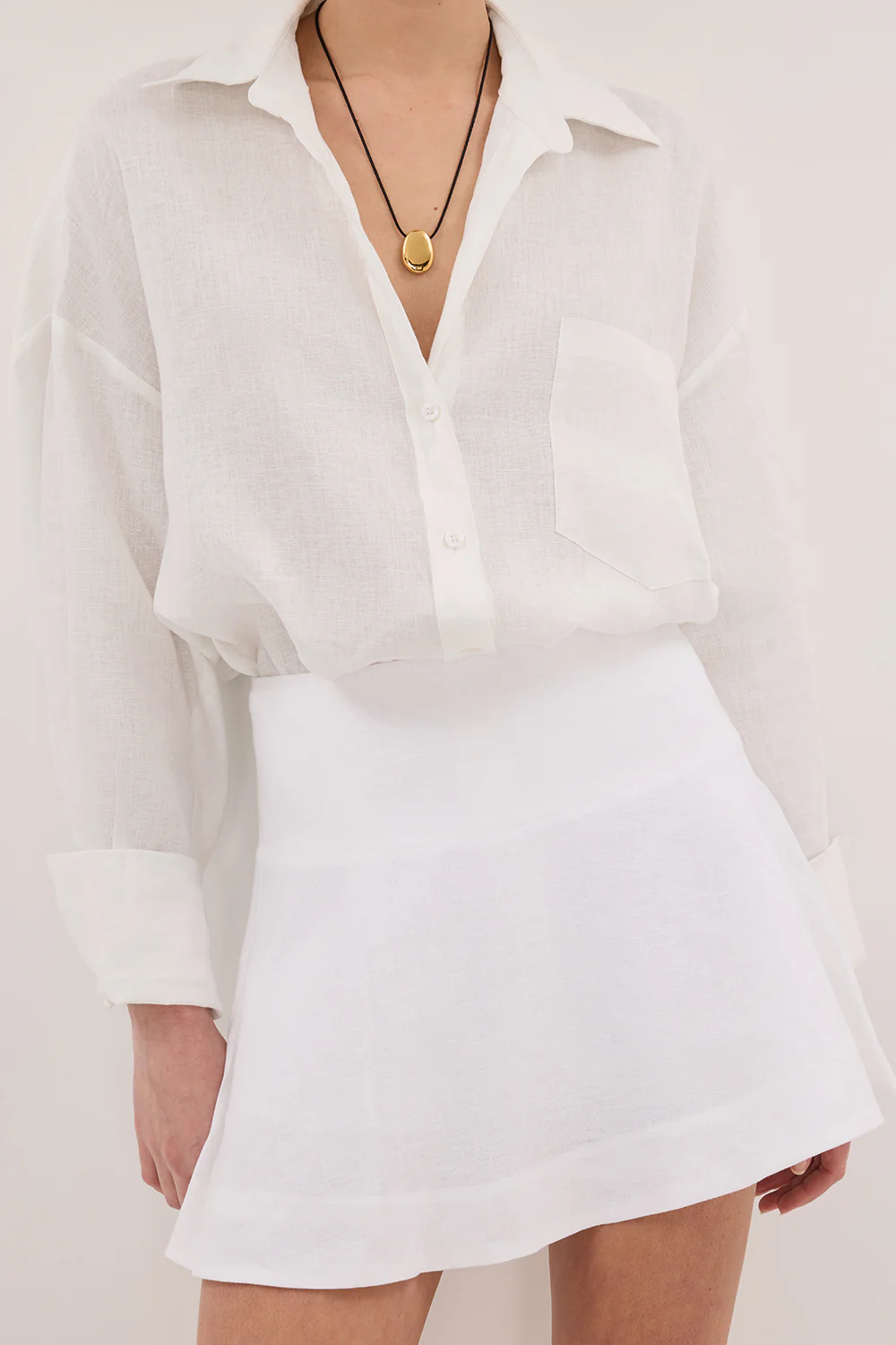 ALEA WHITE LINEN FLOUNCE MINI SKIRT - Image 5