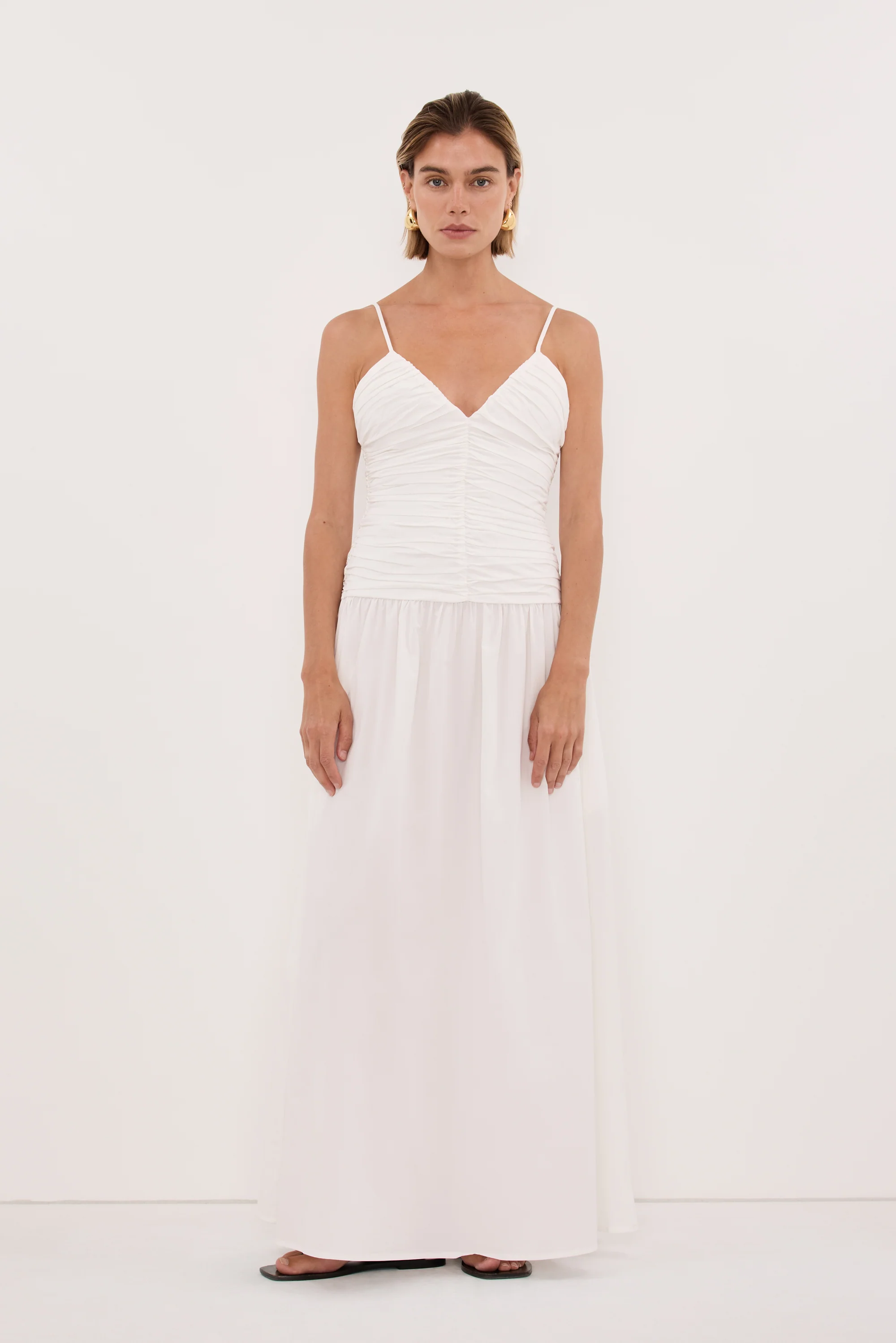 ALEXIA WHITE COTTON MIDI DRESS