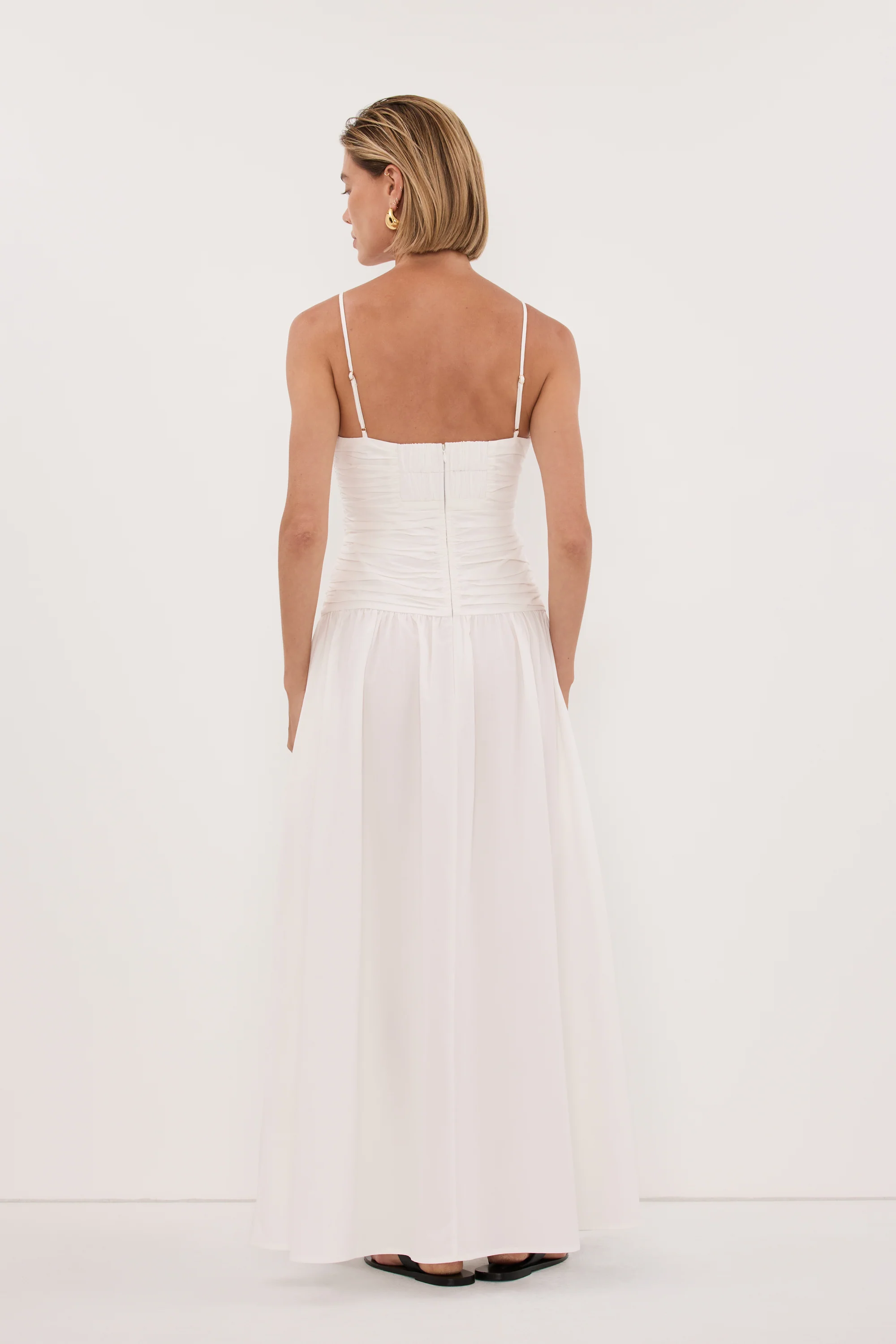 ALEXIA WHITE COTTON MIDI DRESS - Image 4