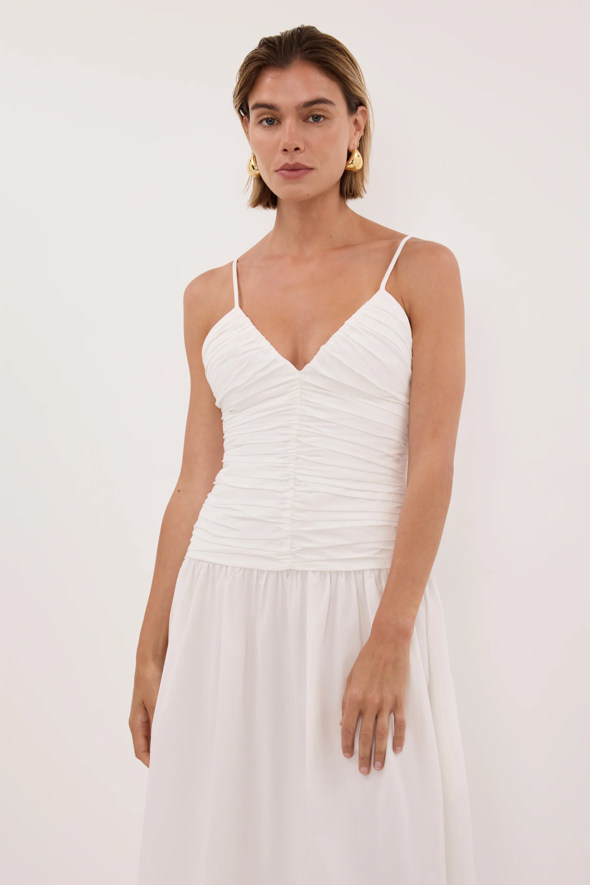 ALEXIA WHITE COTTON MIDI DRESS - Image 5