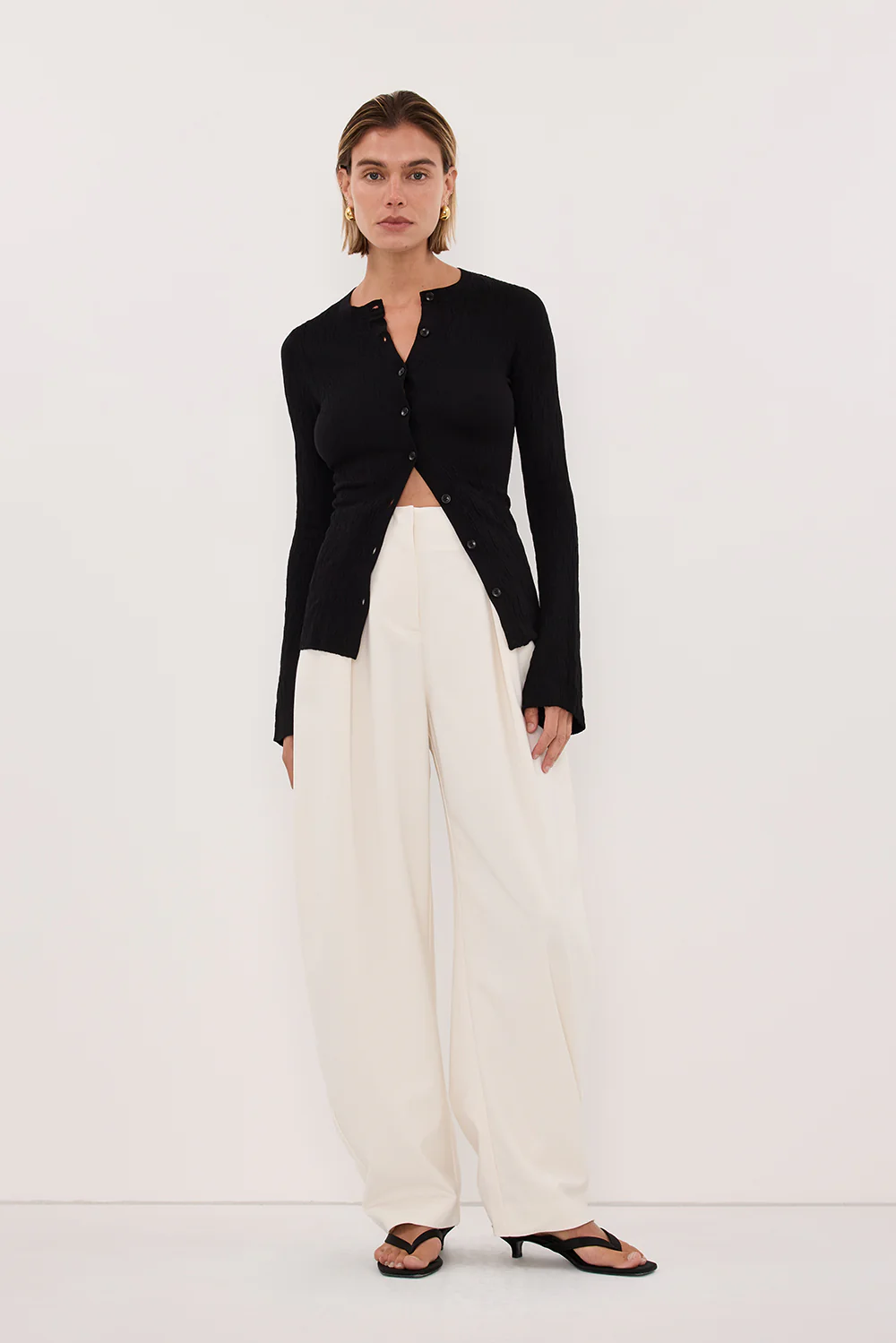 ALIAS BLACK LONG SLEEVE KNIT TOP