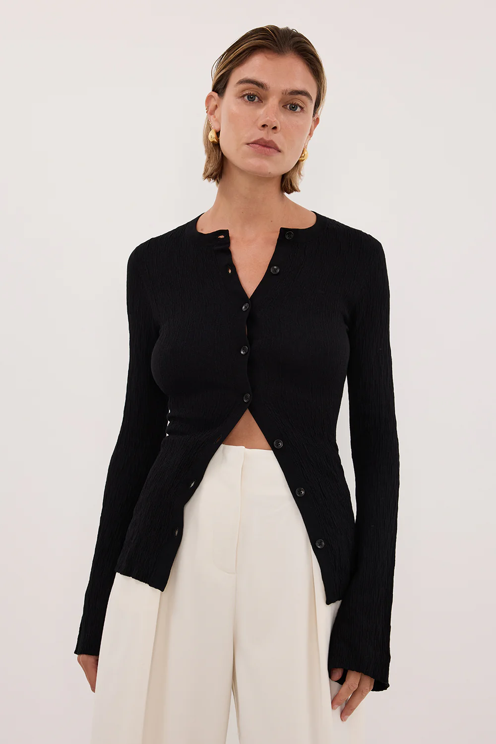 ALIAS BLACK LONG SLEEVE KNIT TOP - Image 2