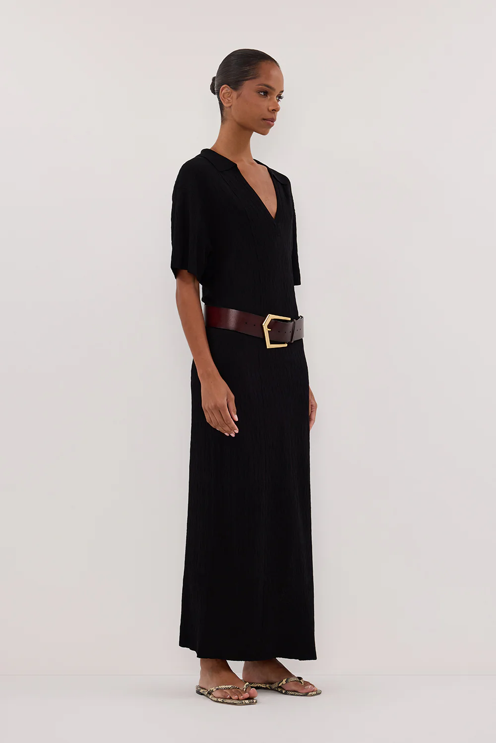 ALIAS BLACK POLO KNIT MIDI DRESS - Image 2