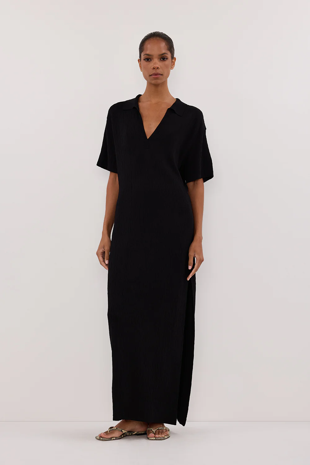 ALIAS BLACK POLO KNIT MIDI DRESS - Image 5