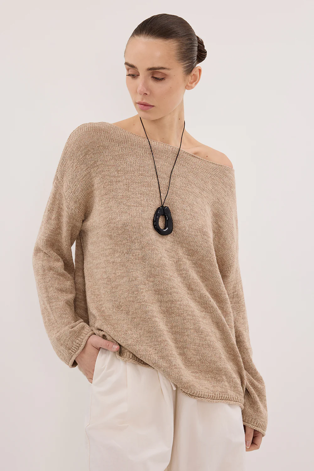 ALIZA NATURAL LONG SLEEVE KNIT JUMPER - Image 2