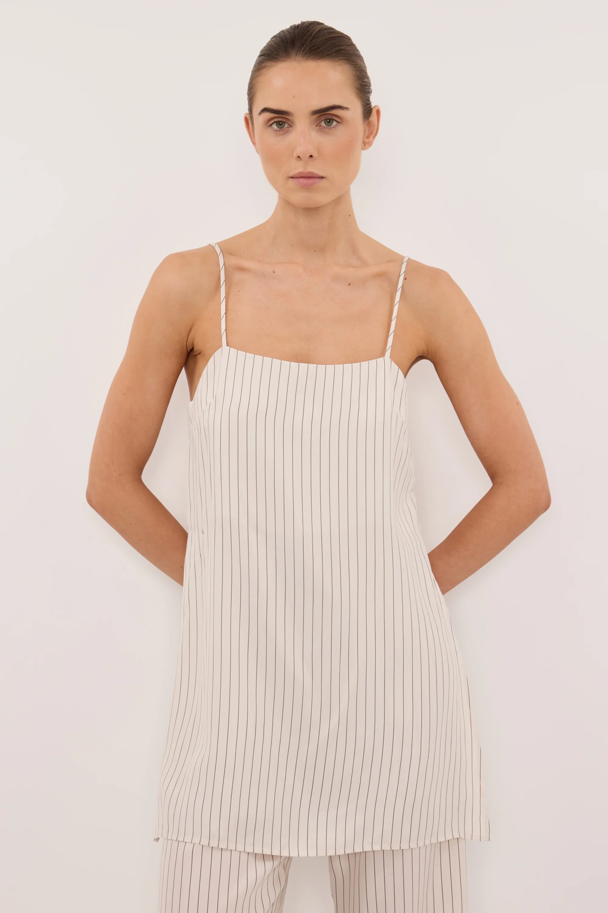 AMARA CREAM STRIPE CUPRO CAMI TOP - Image 2