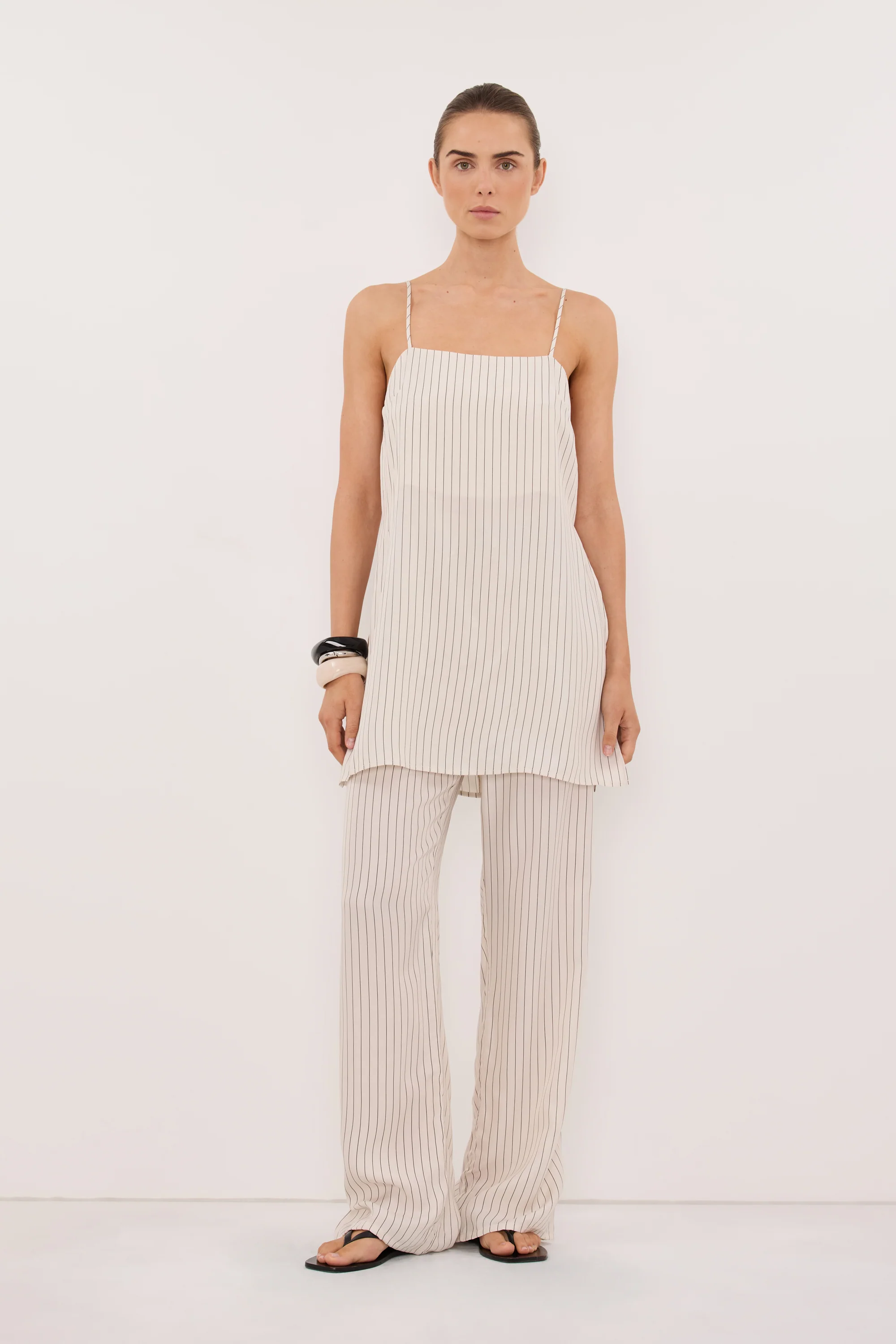 AMARA CREAM STRIPE CUPRO CAMI TOP - Image 3
