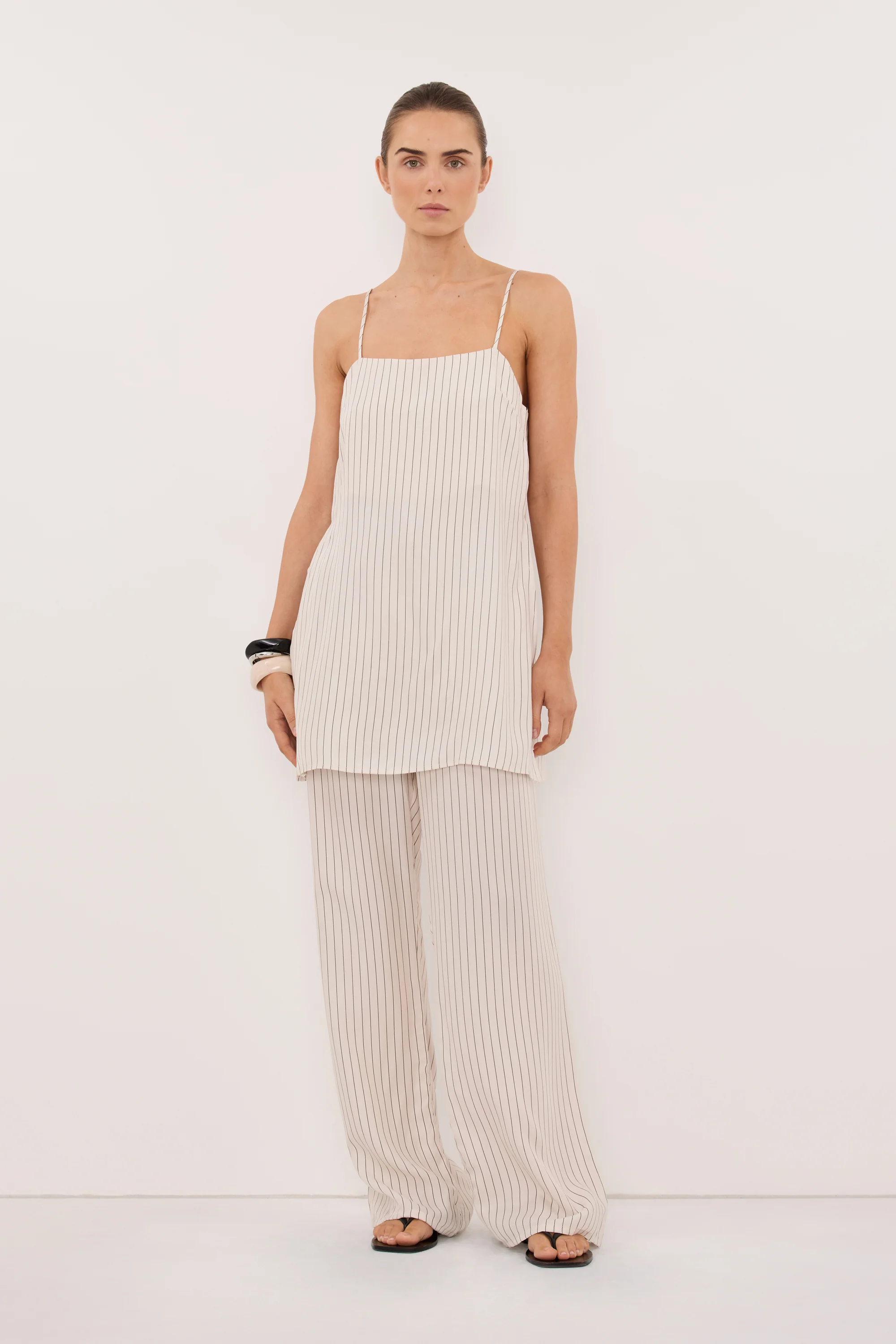 AMARA CREAM STRIPE CUPRO PANT - Image 2