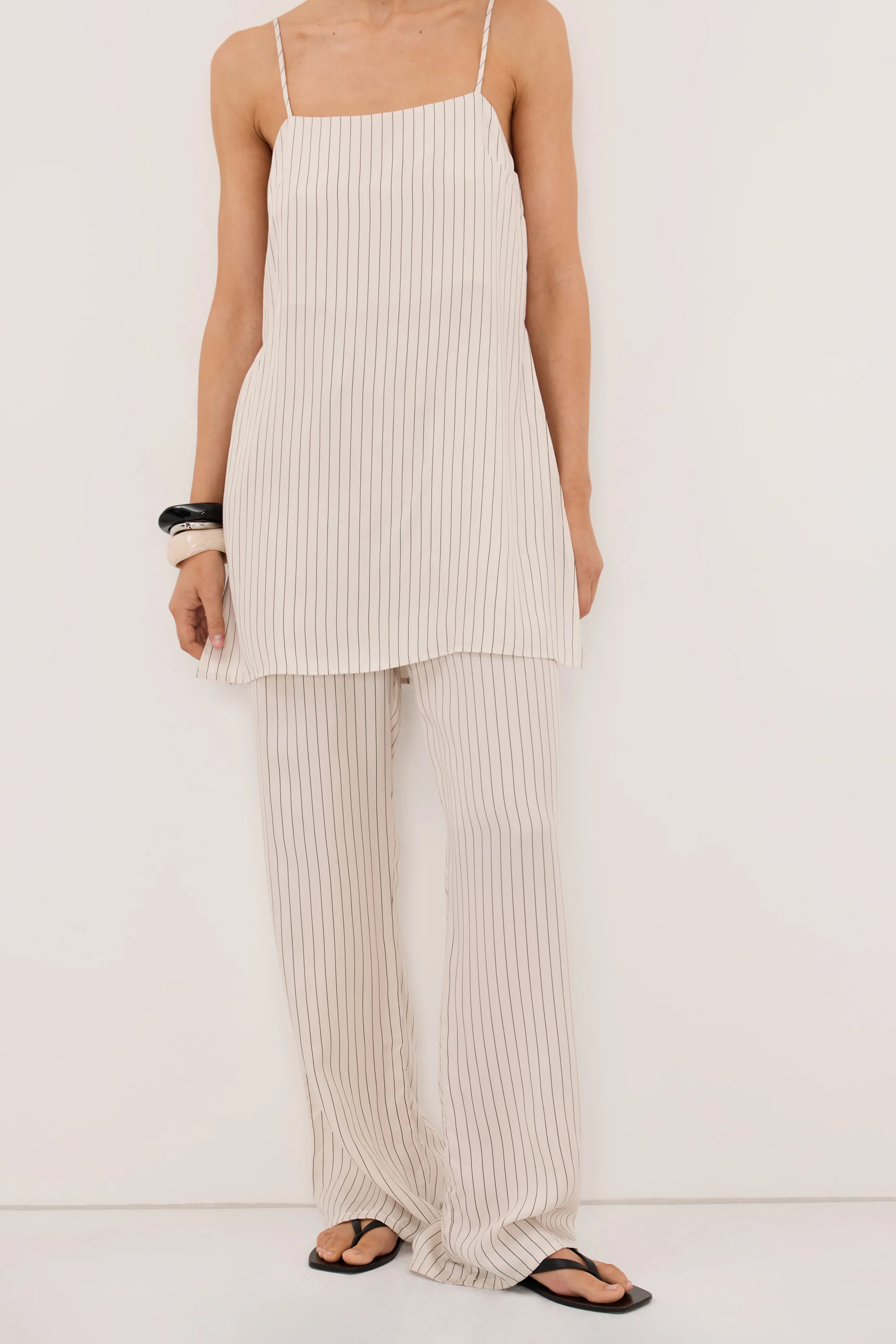 AMARA CREAM STRIPE CUPRO PANT - Image 3