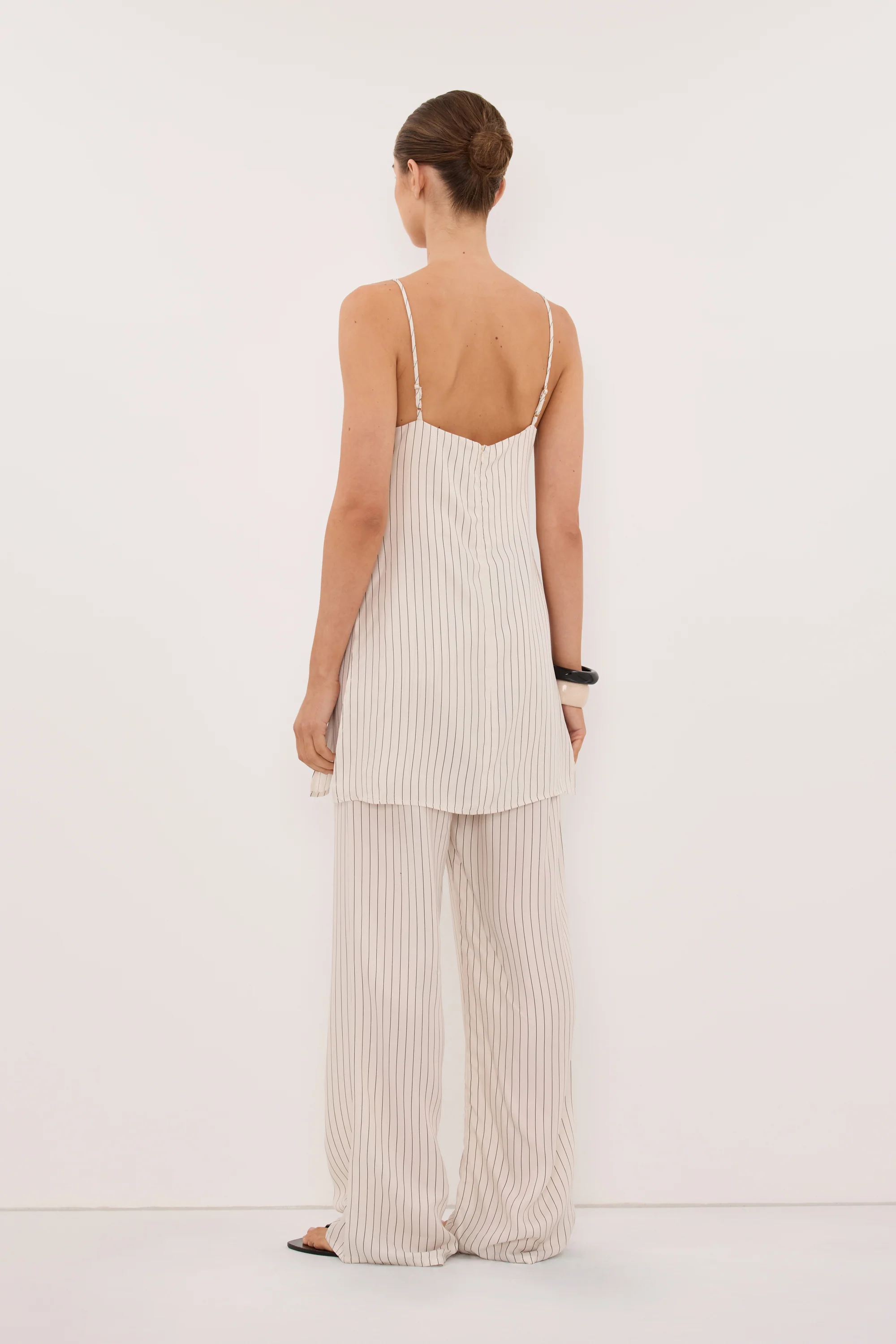 AMARA CREAM STRIPE CUPRO PANT - Image 4