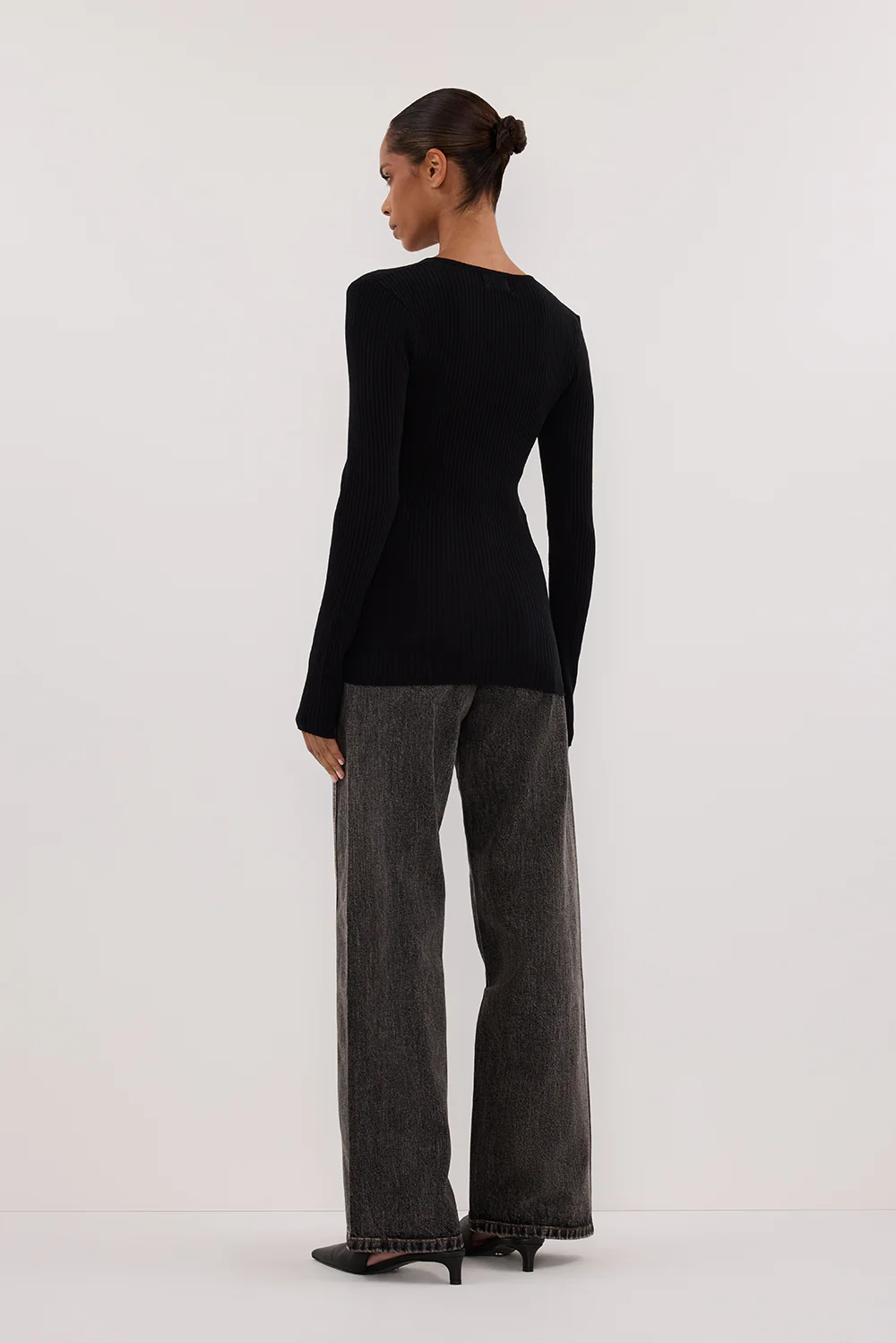 AMBER BLACK LONG SLEEVE KNIT CARDIGAN - Image 4