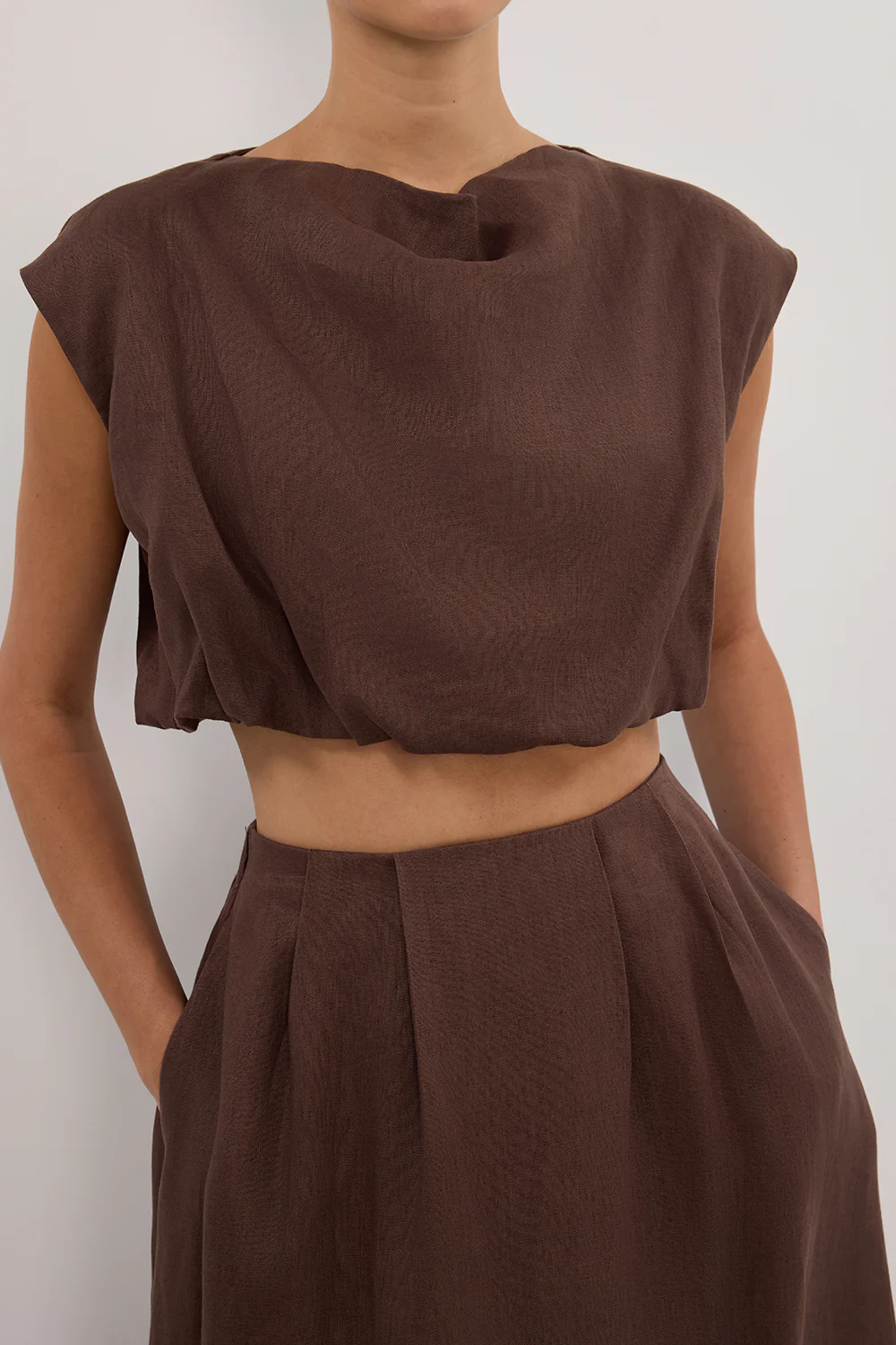 AMY CHOC LINEN BUBBLE TOP - Image 5