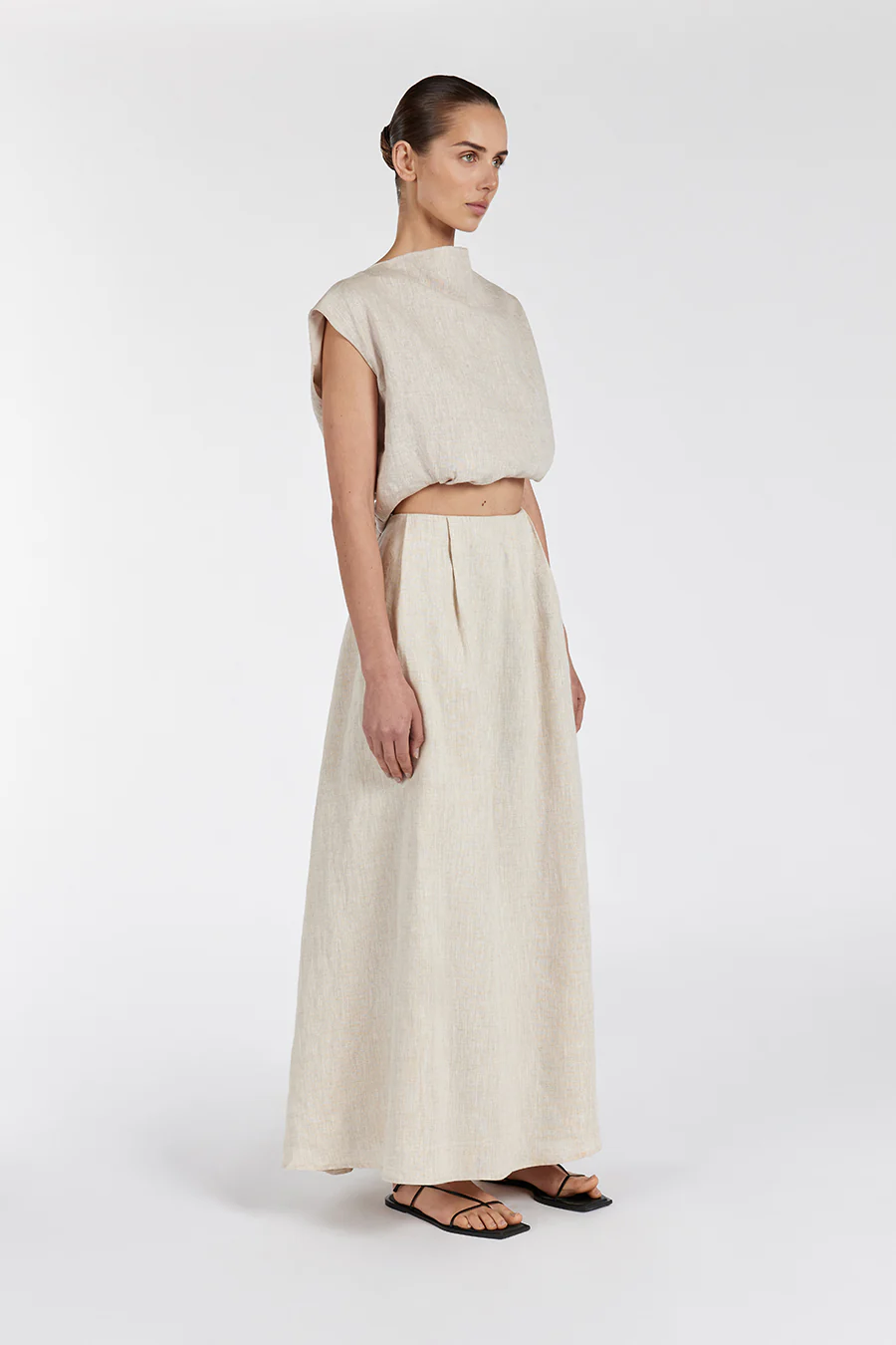 AMY NATURAL LINEN BUBBLE TOP - Image 3