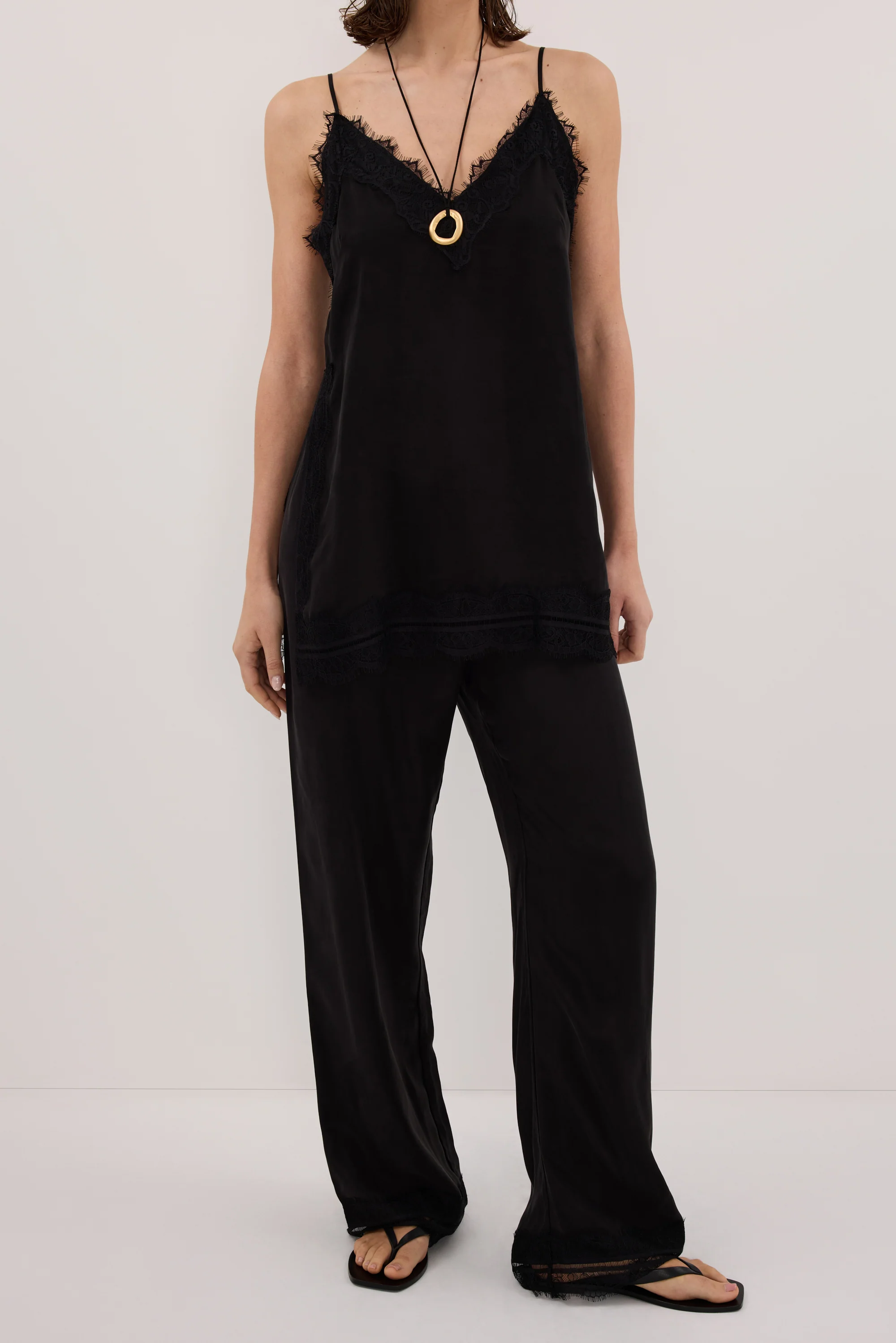 ANDREA BLACK CUPRO LACE PANT - Image 3