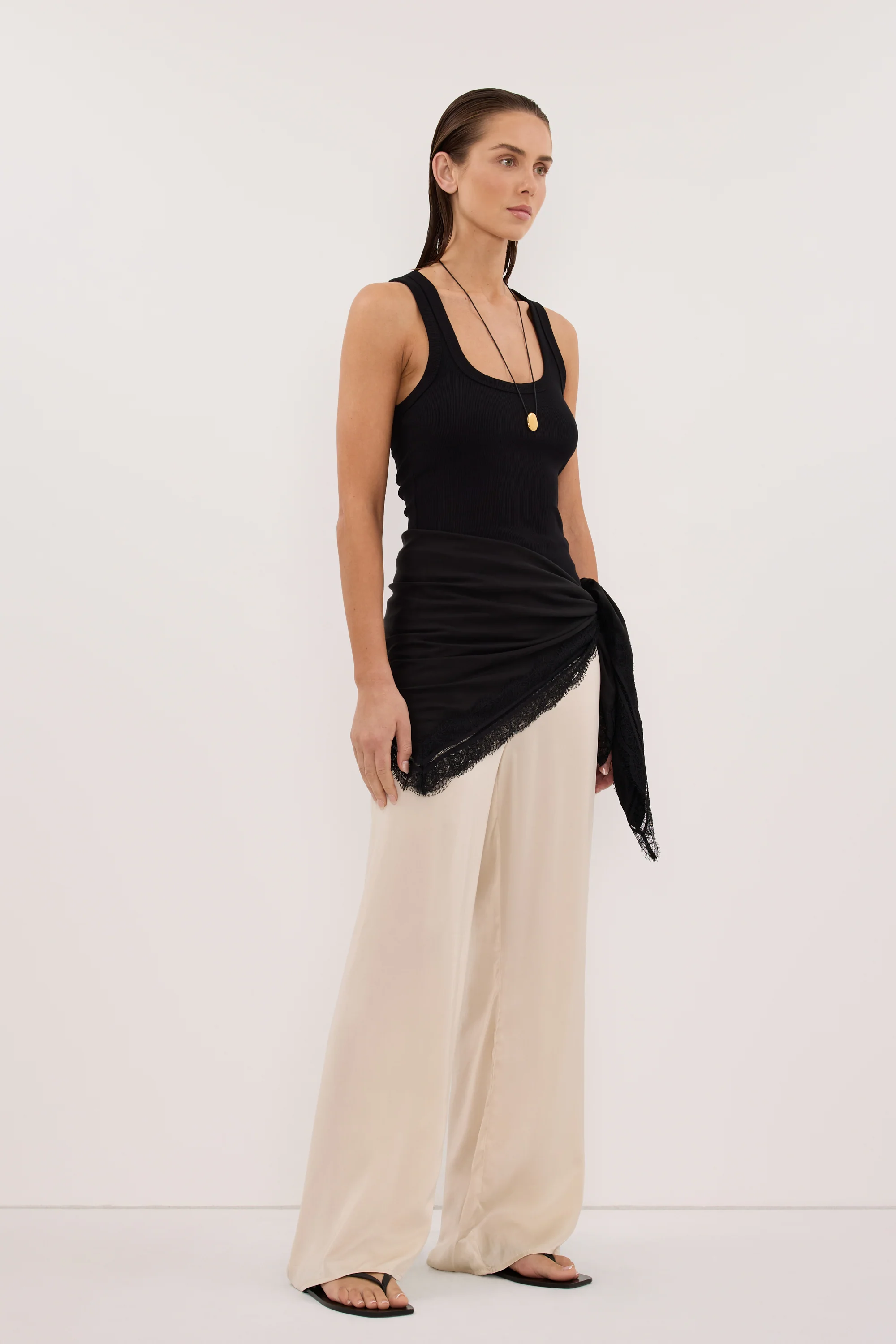 ANDREA BLACK CUPRO LACE SCARF - Image 3