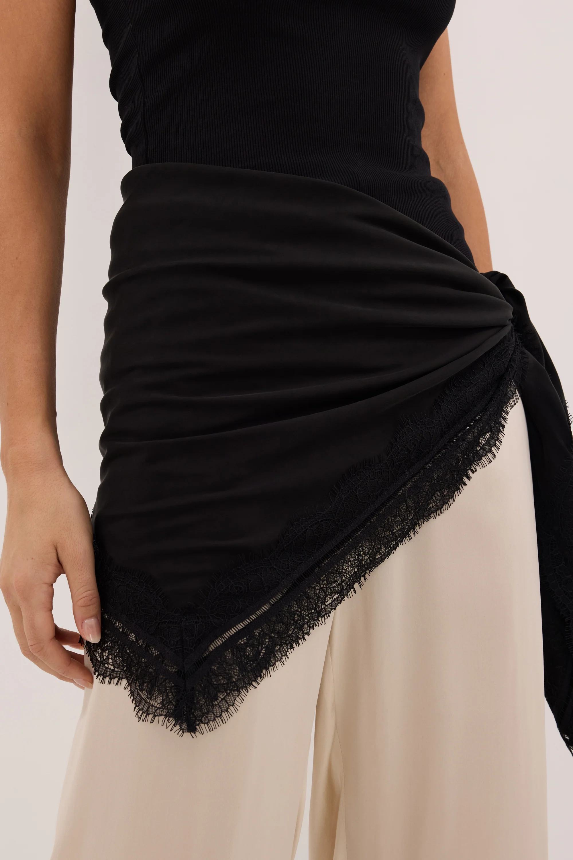 ANDREA BLACK CUPRO LACE SCARF - Image 5