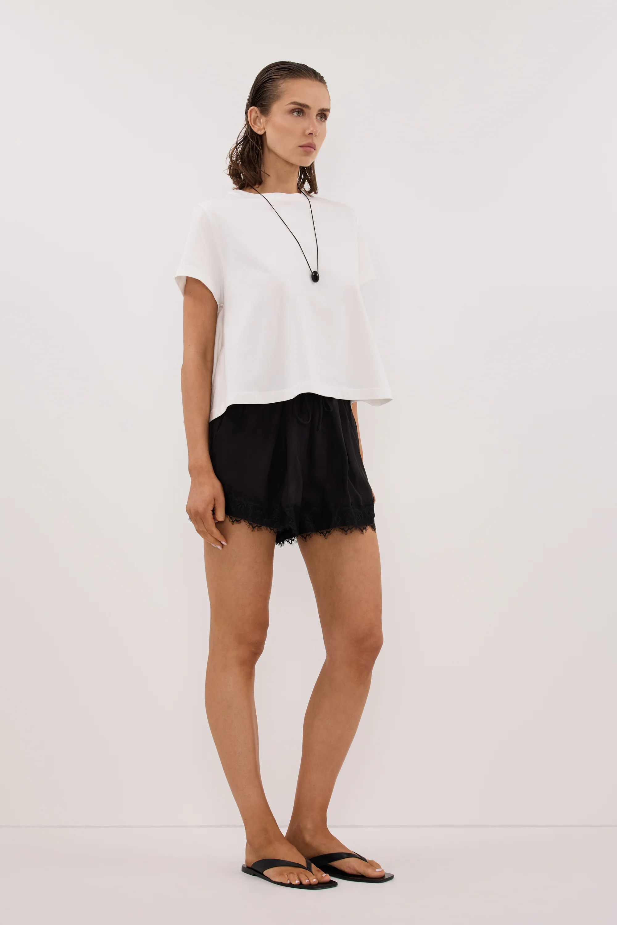 ANDREA BLACK CUPRO LACE SHORT - Image 4