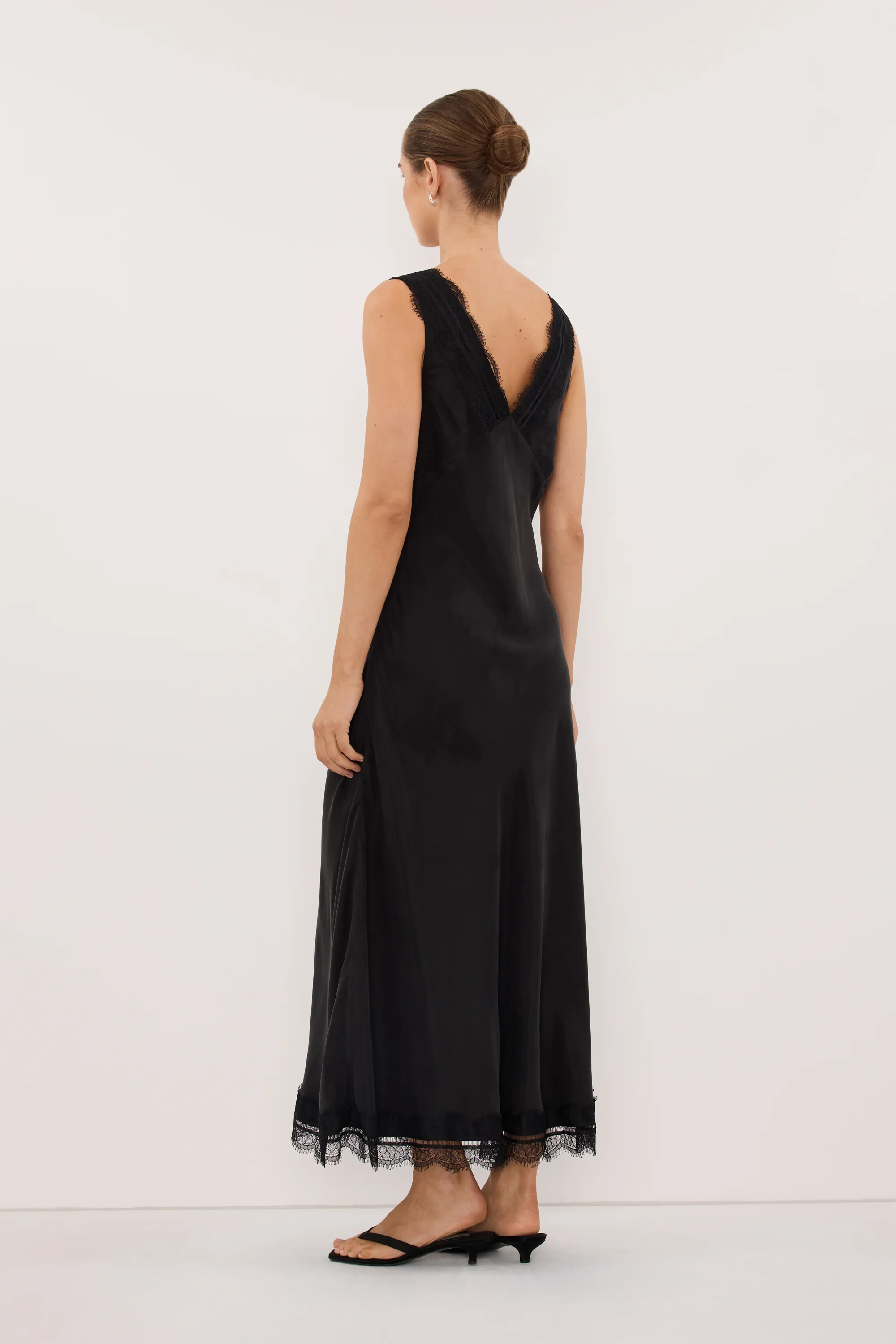 ANDREA BLACK CUPRO MIDI DRESS - Image 4