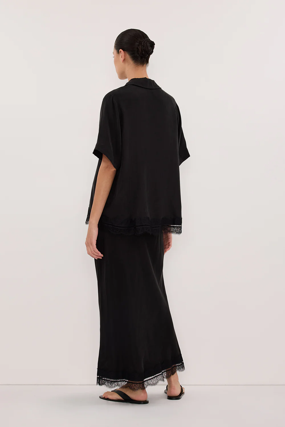 ANDREA BLACK CUPRO MIDI SKIRT - Image 4