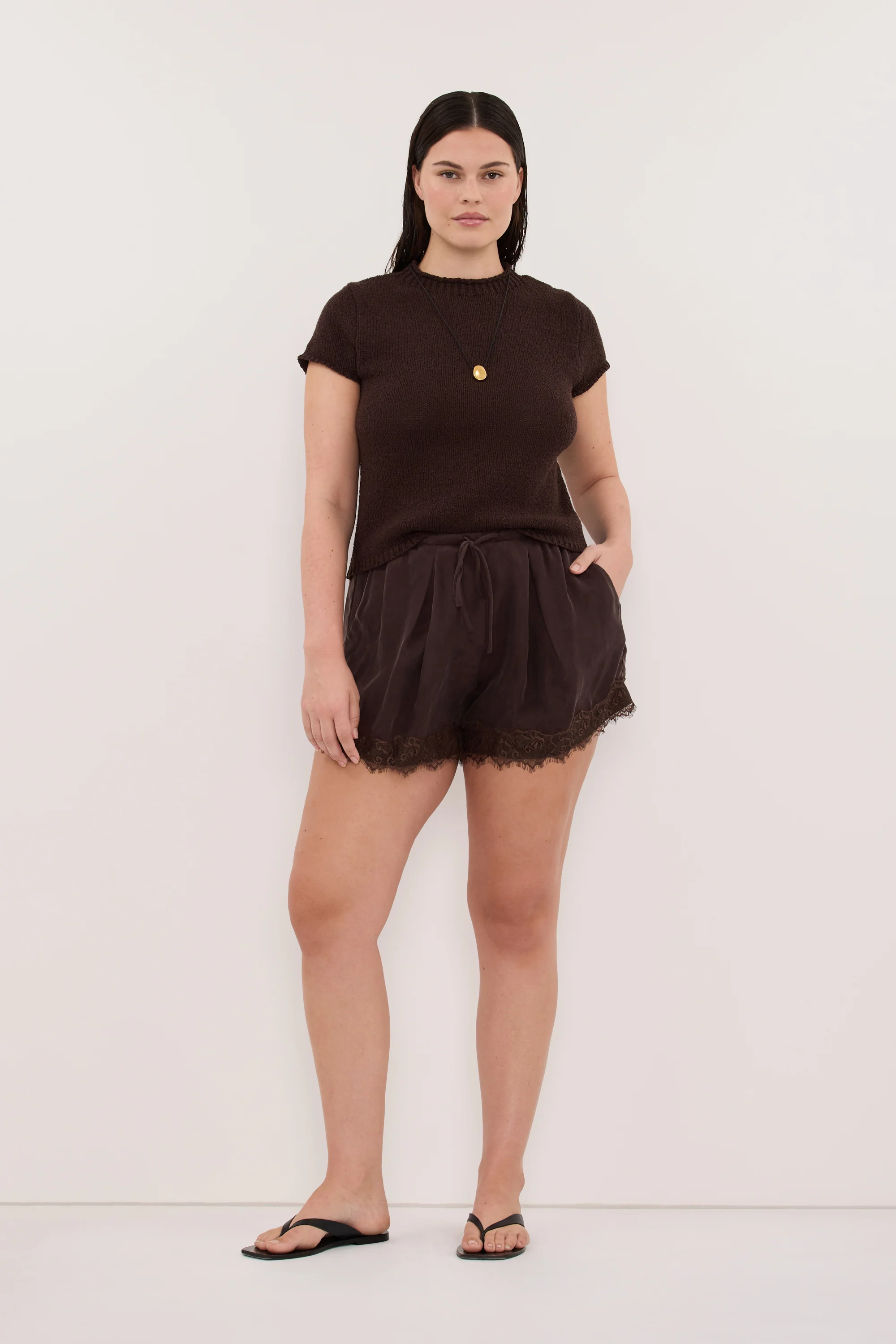 ANDREA PLUM CHOC CUPRO LACE SHORT - Image 7