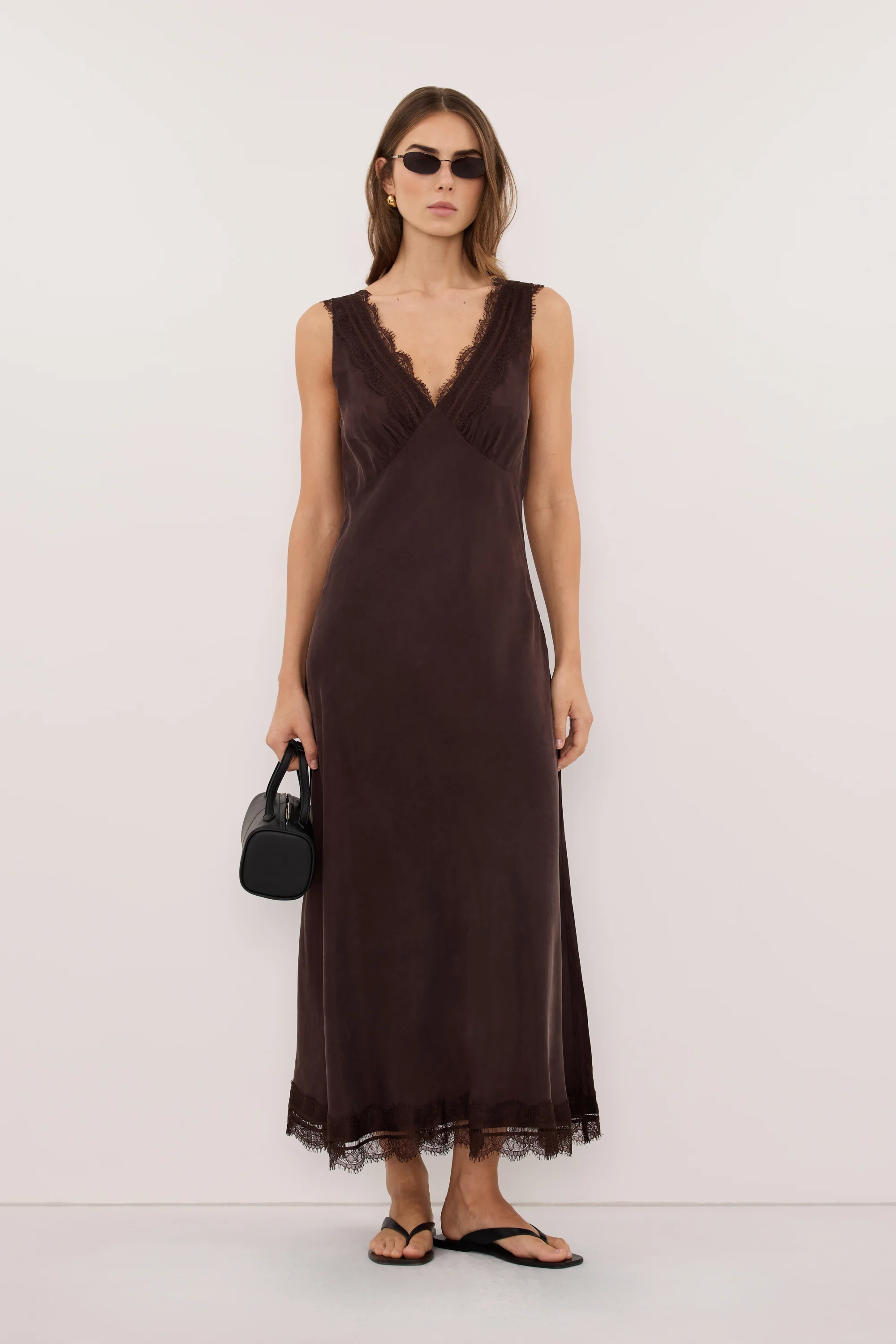 ANDREA PLUM CHOC CUPRO MIDI DRESS - Image 3