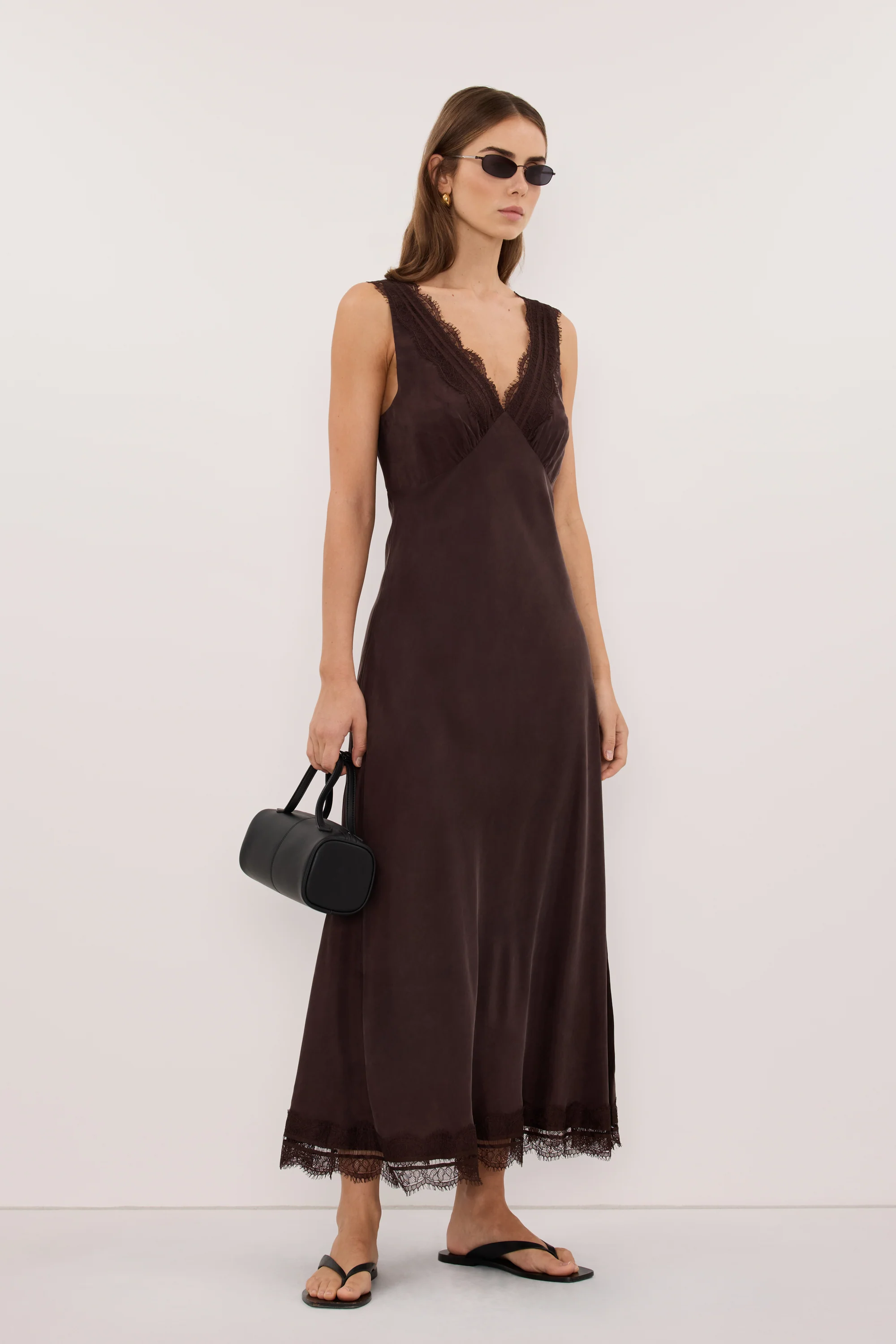 ANDREA PLUM CHOC CUPRO MIDI DRESS - Image 4