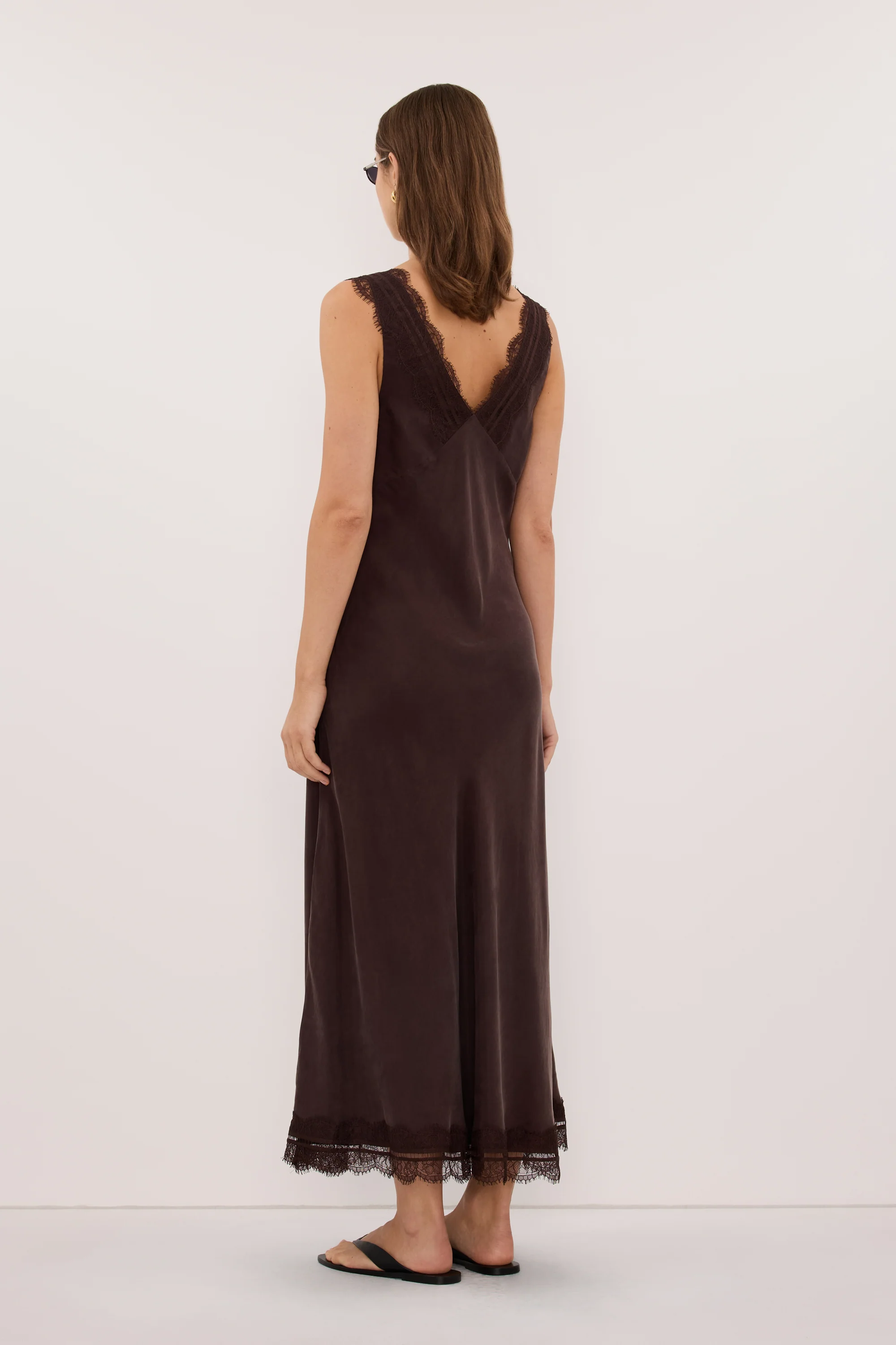 ANDREA PLUM CHOC CUPRO MIDI DRESS - Image 5