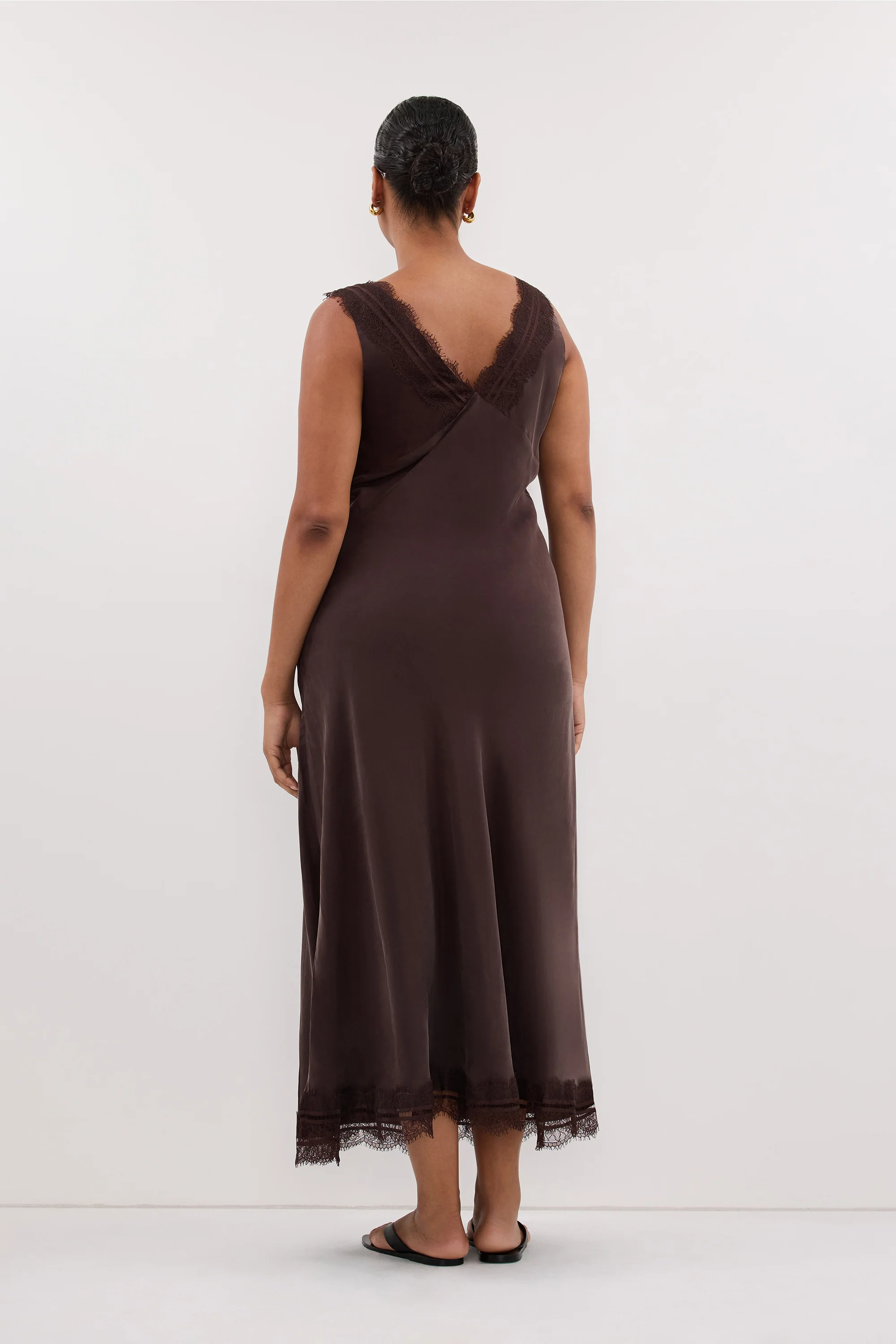 ANDREA PLUM CHOC CUPRO MIDI DRESS - Image 8