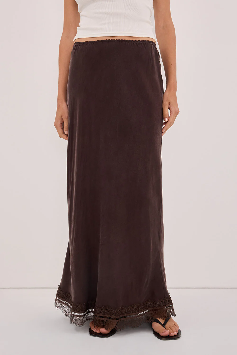 ANDREA PLUM CHOC CUPRO MIDI SKIRT - Image 2