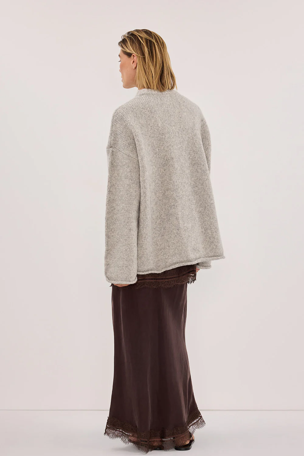 ANDREA PLUM CHOC CUPRO MIDI SKIRT - Image 8