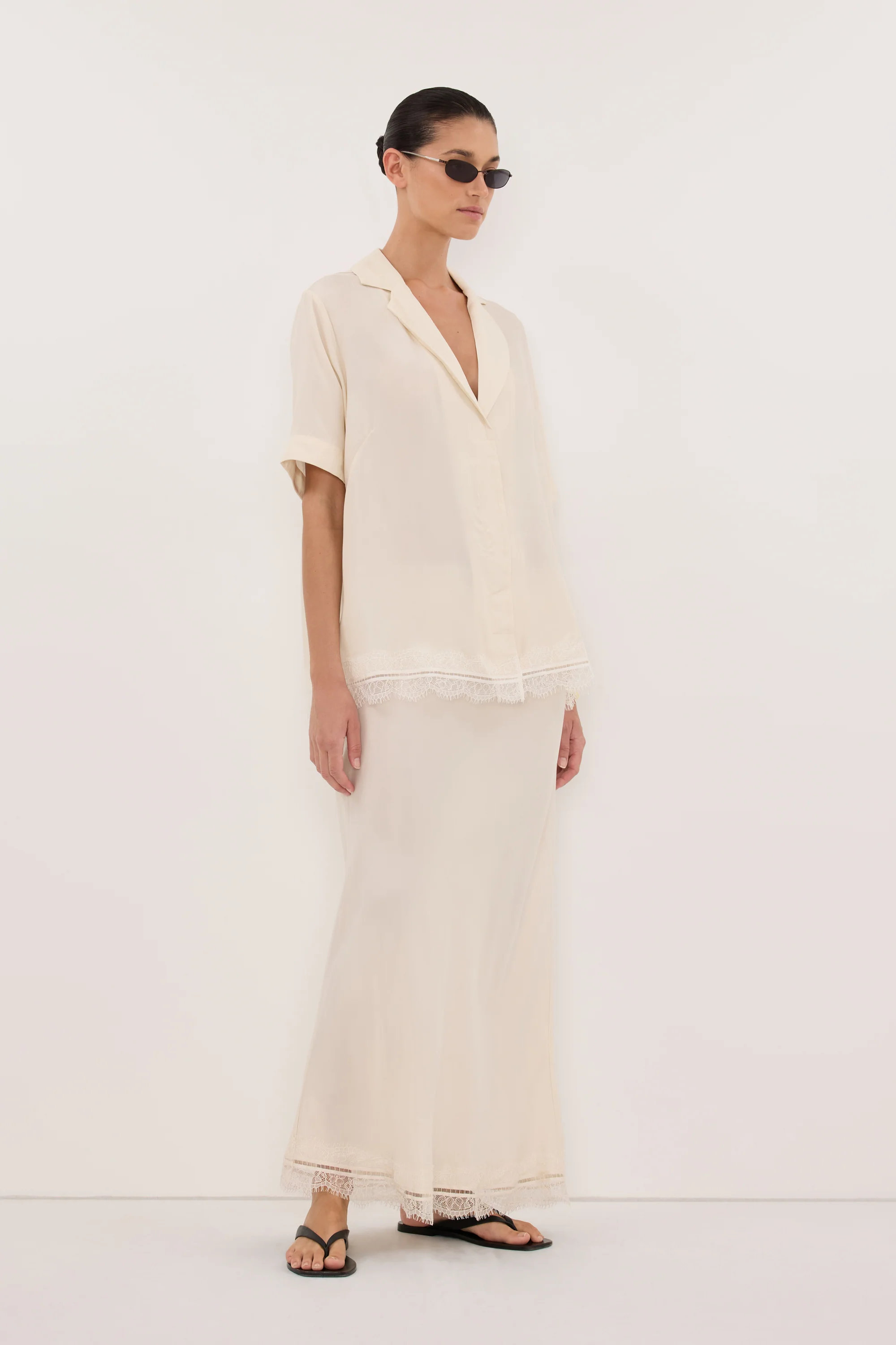 ANDREA SANDSTONE CUPRO LACE MIDI SKIRT - Image 3