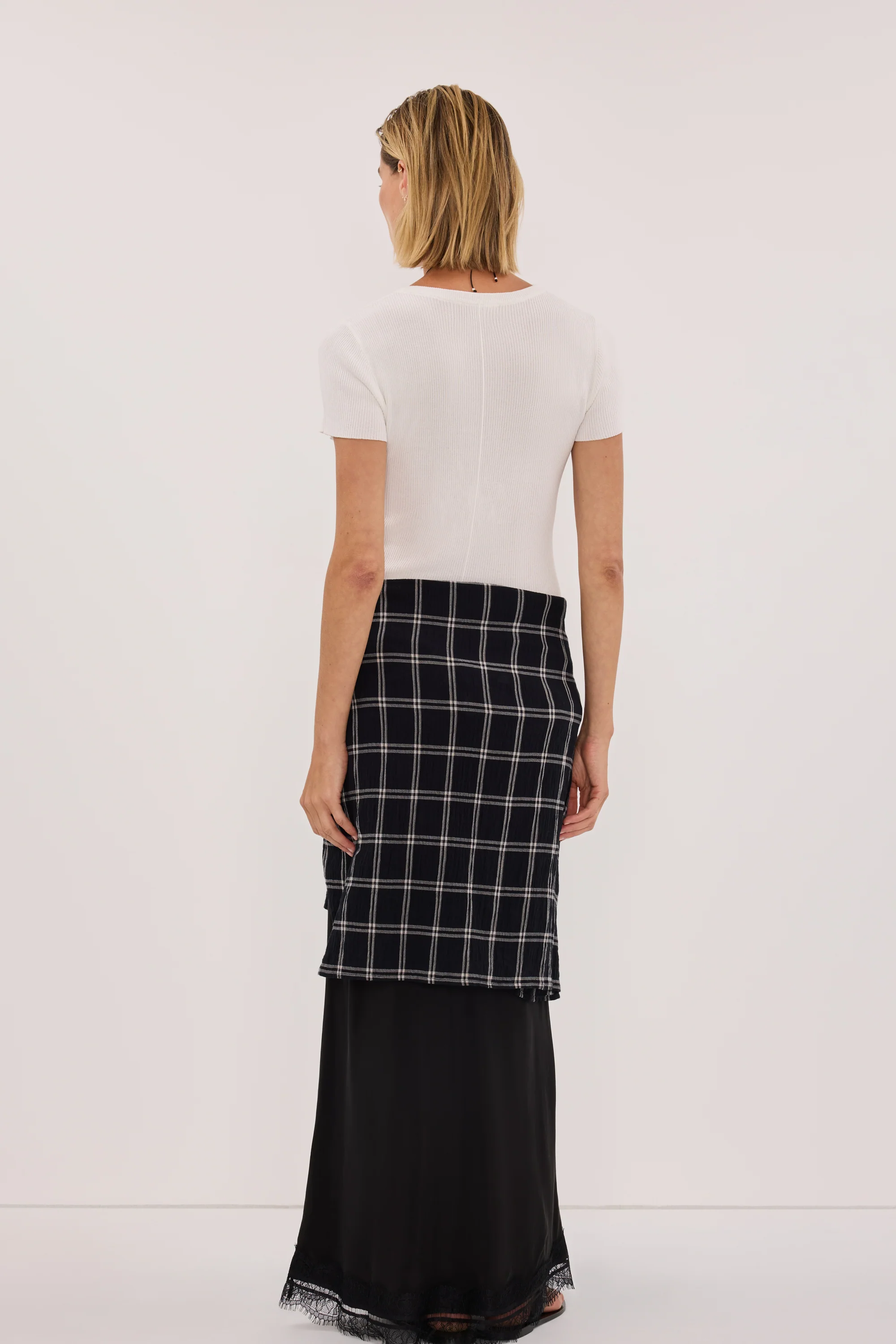 ANNALISE BLACK LONG SLEEVE CHECK SHIRT - Image 8