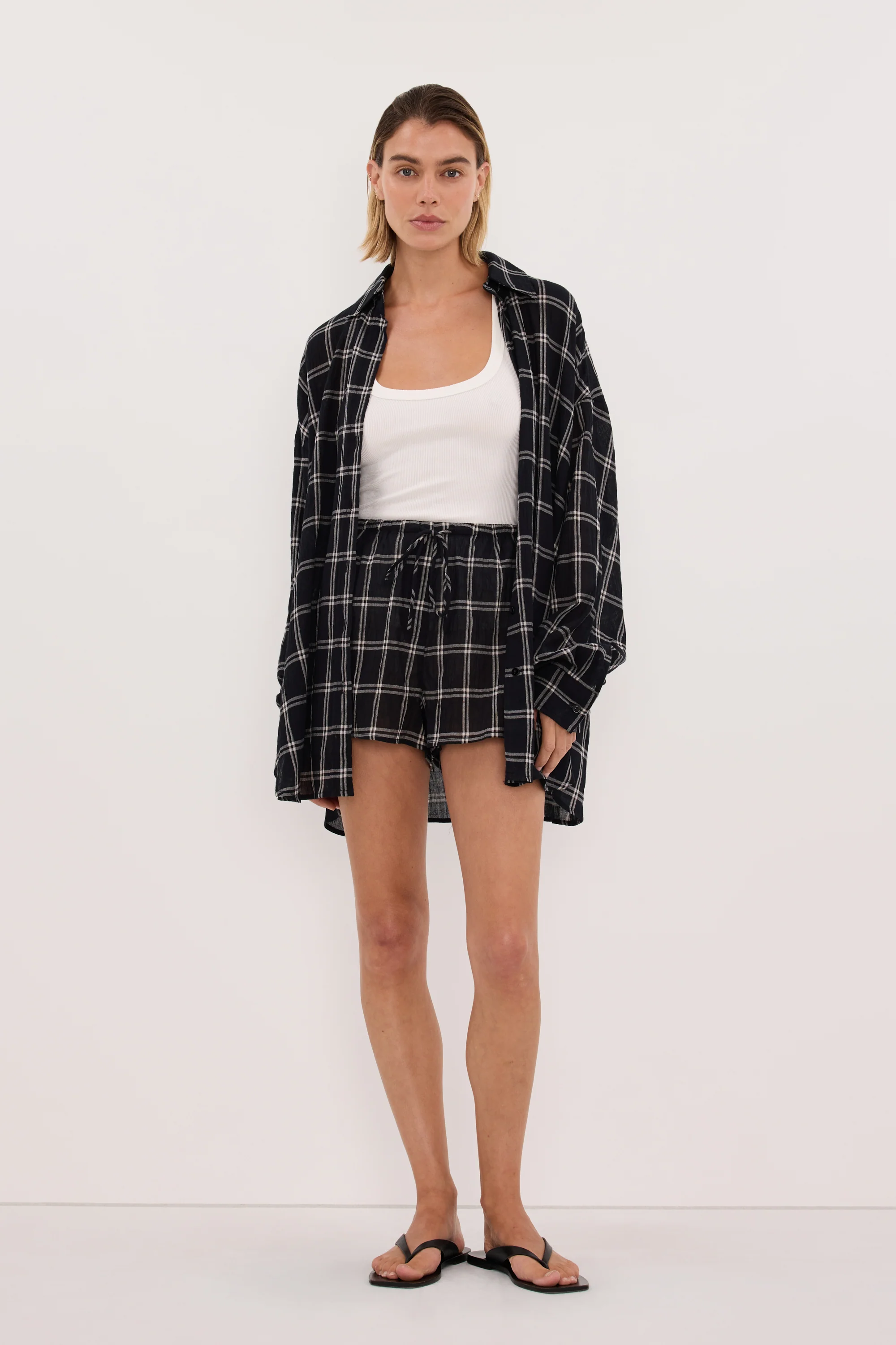 ANNALISE BLACK CHECK MICRO SHORT